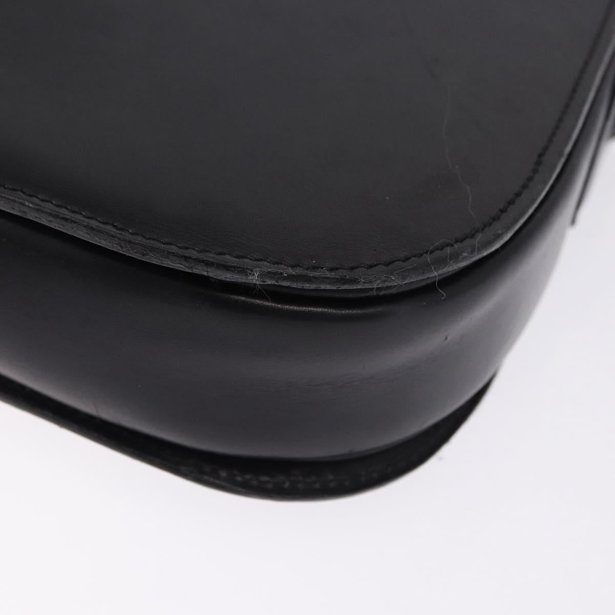 CELINE Horse Carriage Shoulder Bag Leather Black Gold Tone Auth 198510