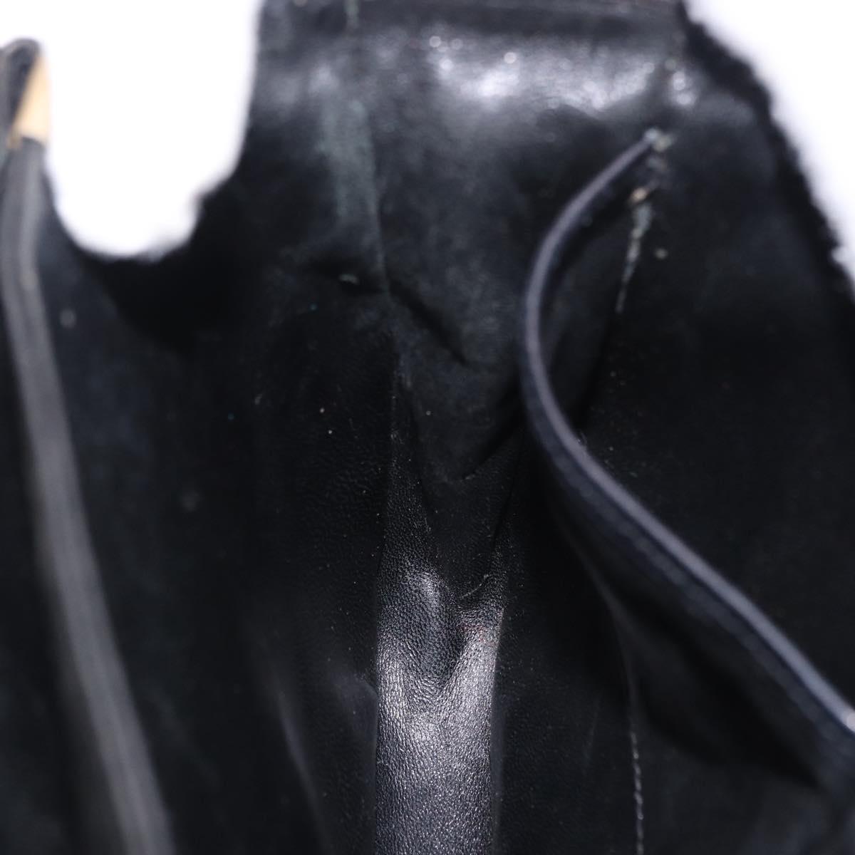 CELINE Horse Carriage Shoulder Bag Leather Black Gold Tone Auth 198510