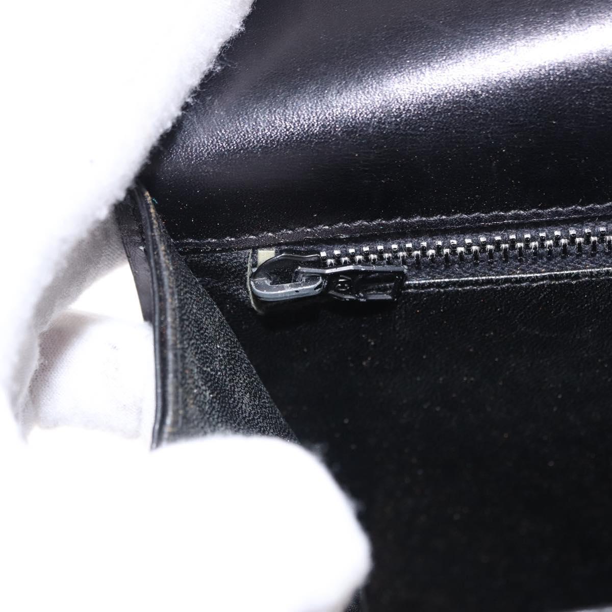 CELINE Horse Carriage Shoulder Bag Leather Black Gold Tone Auth 198510