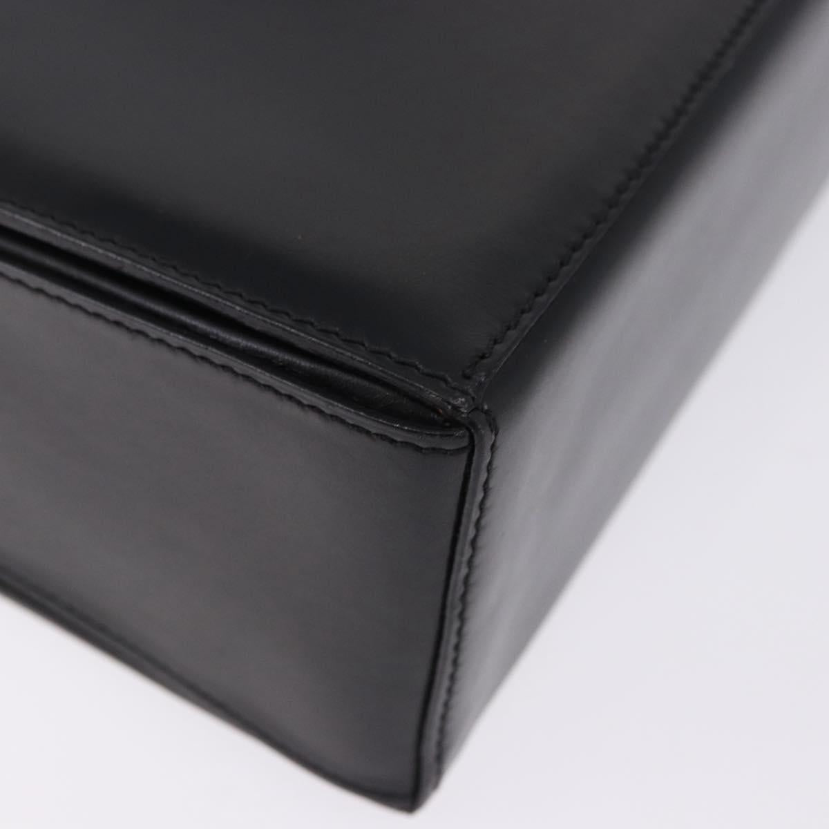 CELINE Hand Bag Leather Black Gold Tone Auth 198516V