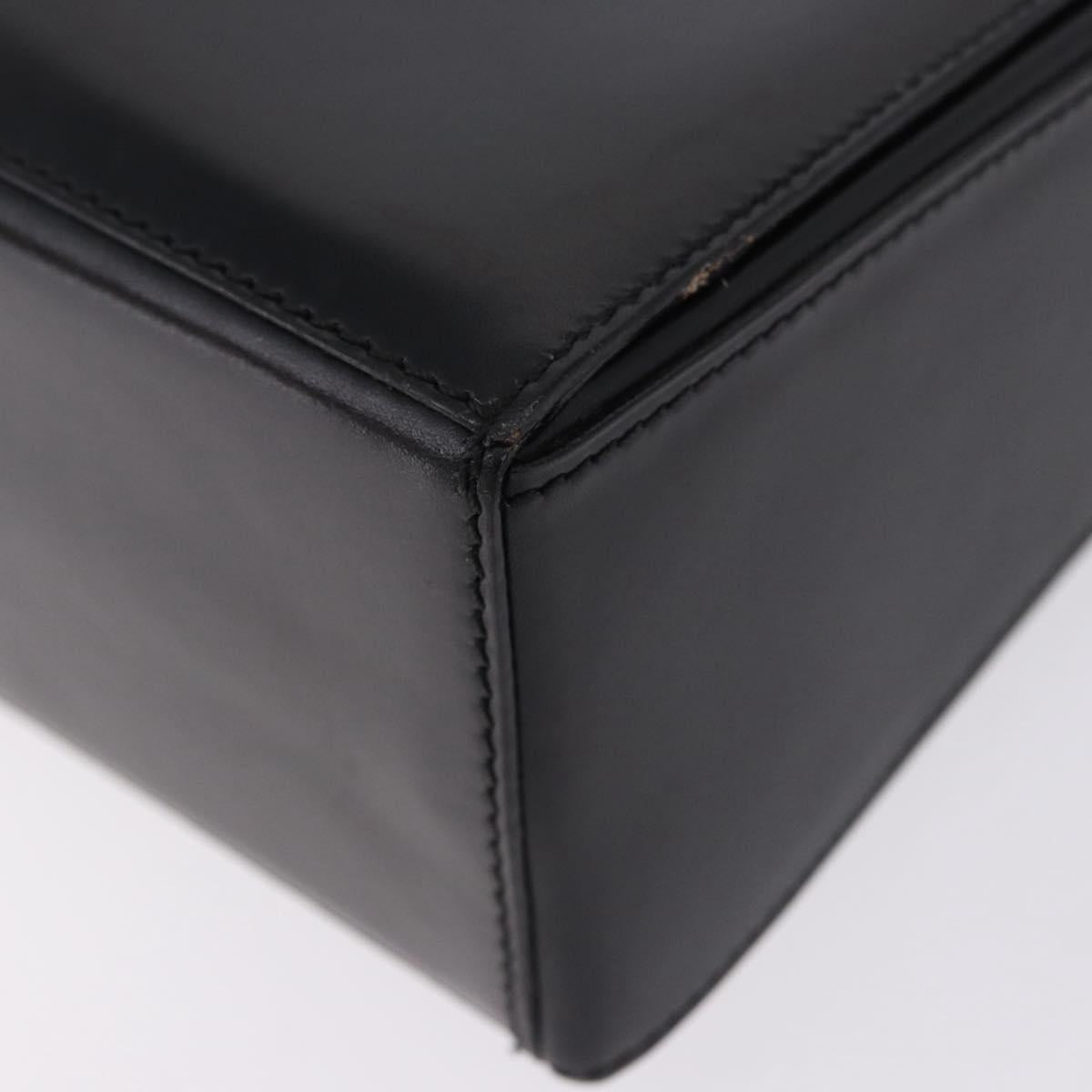 CELINE Hand Bag Leather Black Gold Tone Auth 198516V