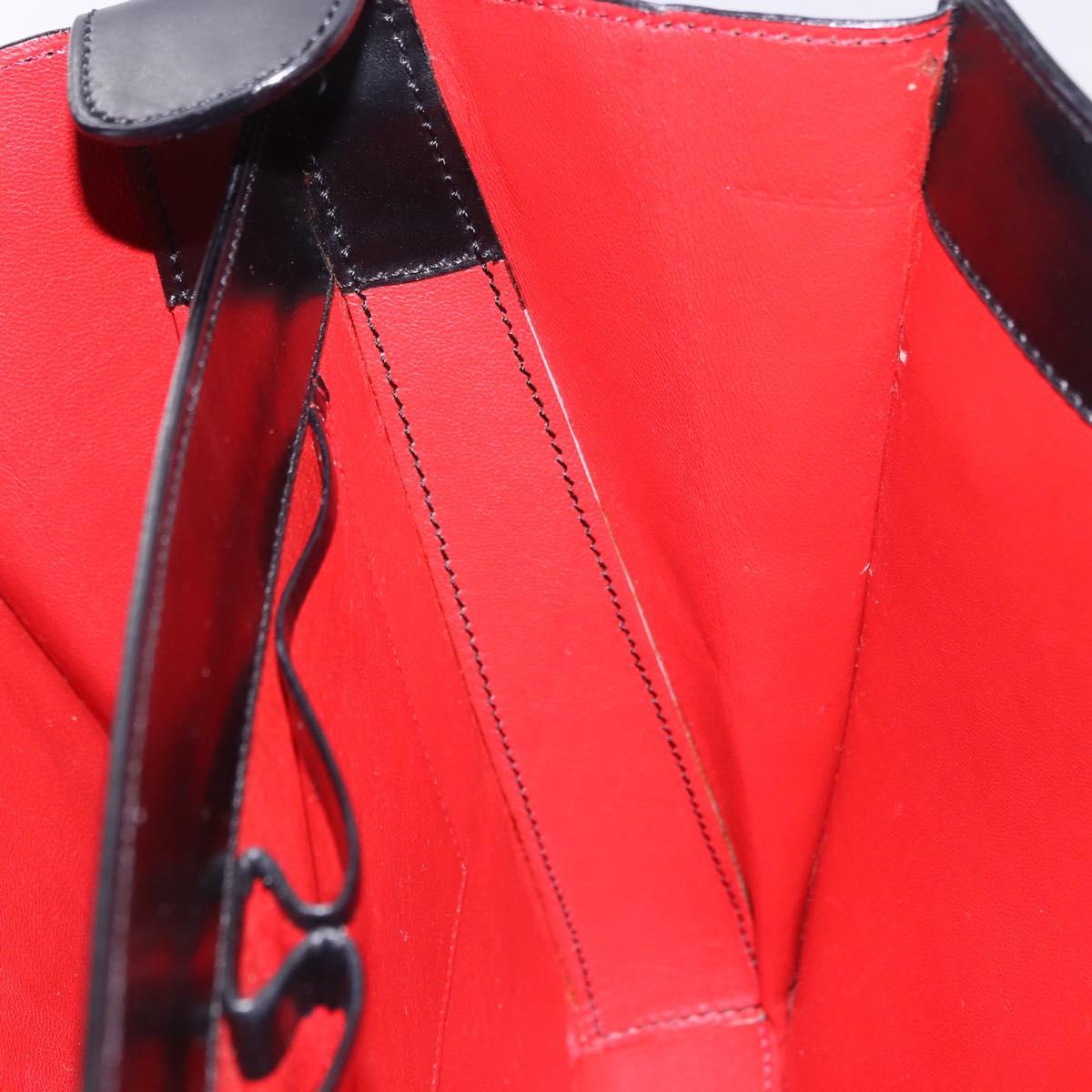 CELINE Hand Bag Leather Black Gold Tone Auth 198516V