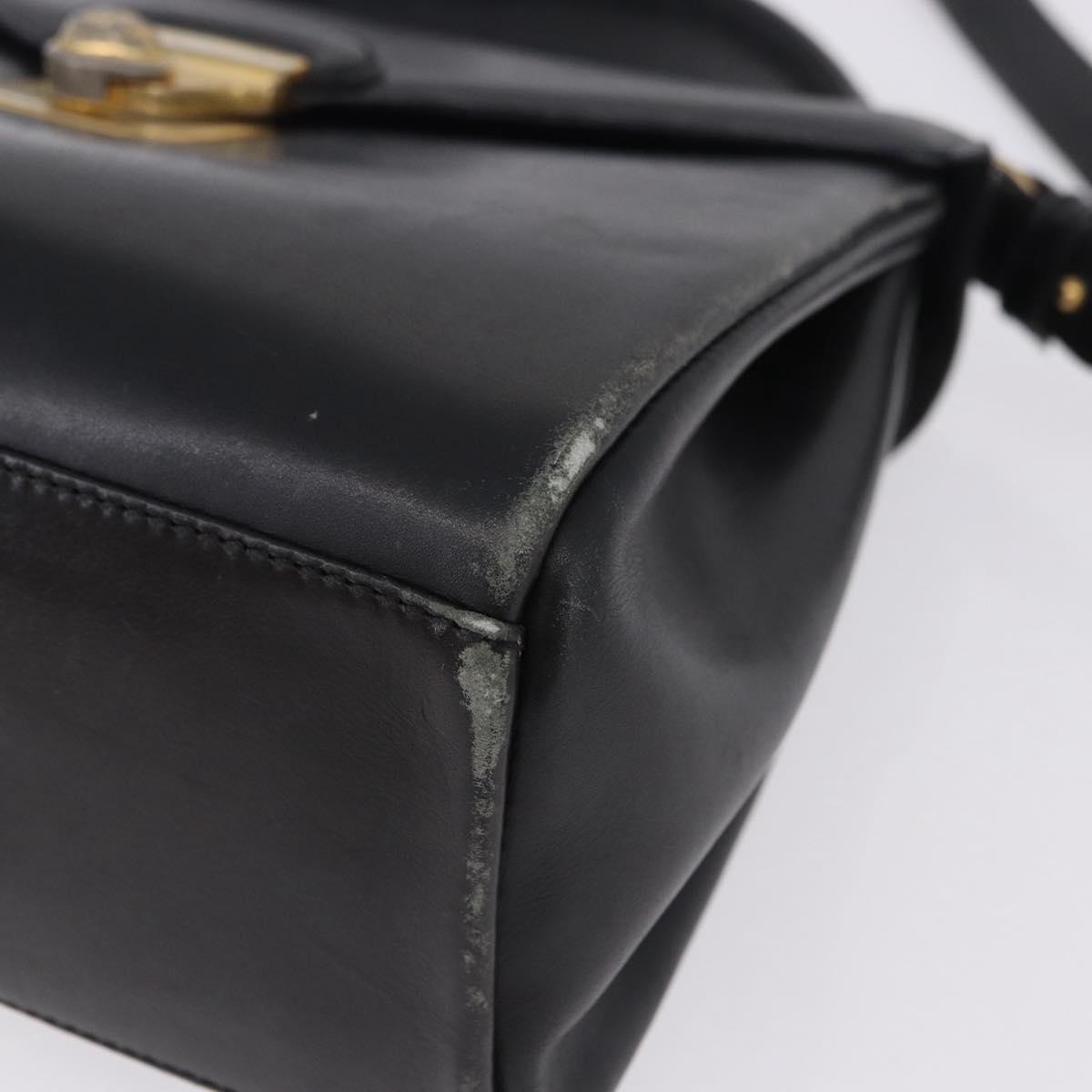 Salvatore Ferragamo Hand Bag Leather 2way Black Gold Tone Auth 198519