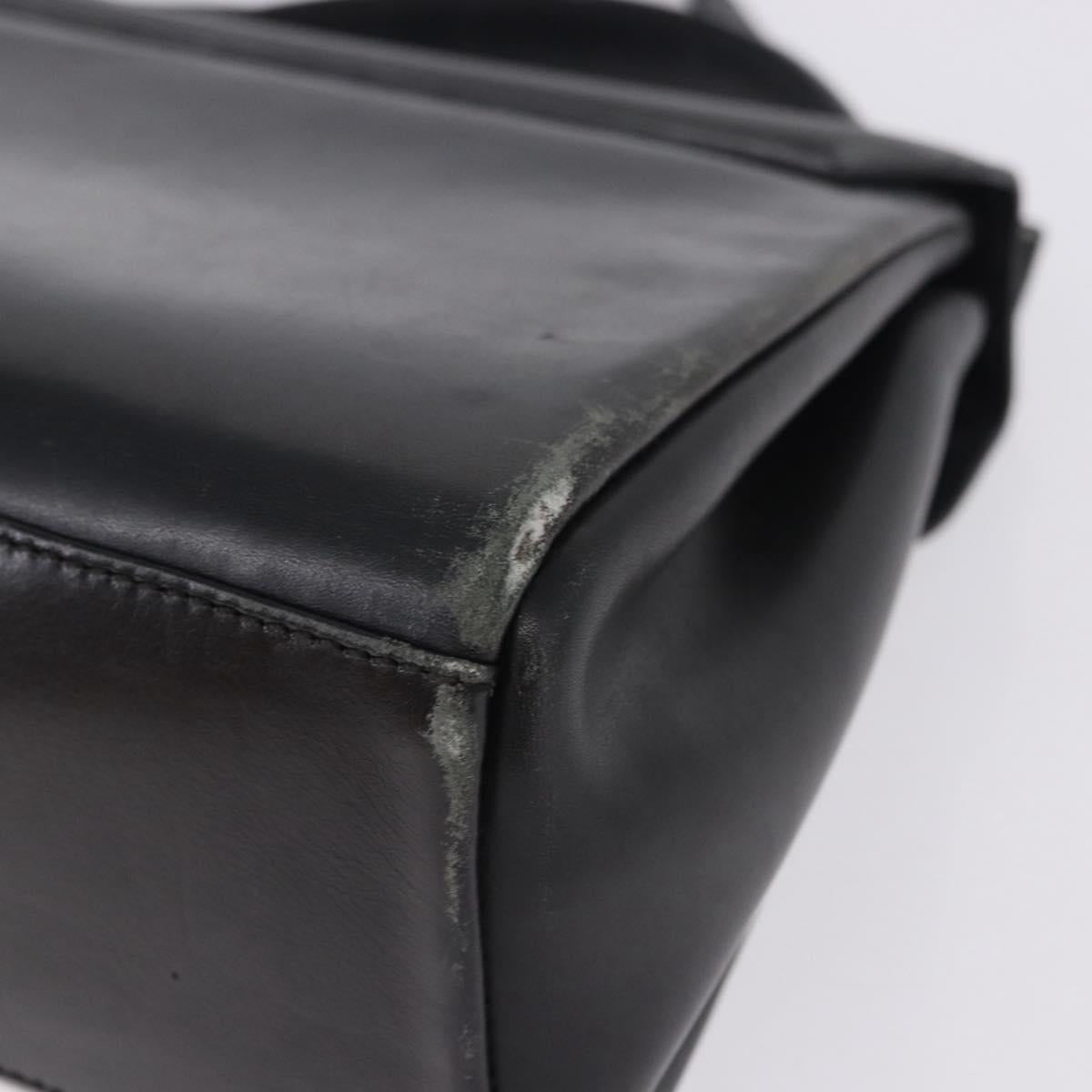 Salvatore Ferragamo Hand Bag Leather 2way Black Gold Tone Auth 198519