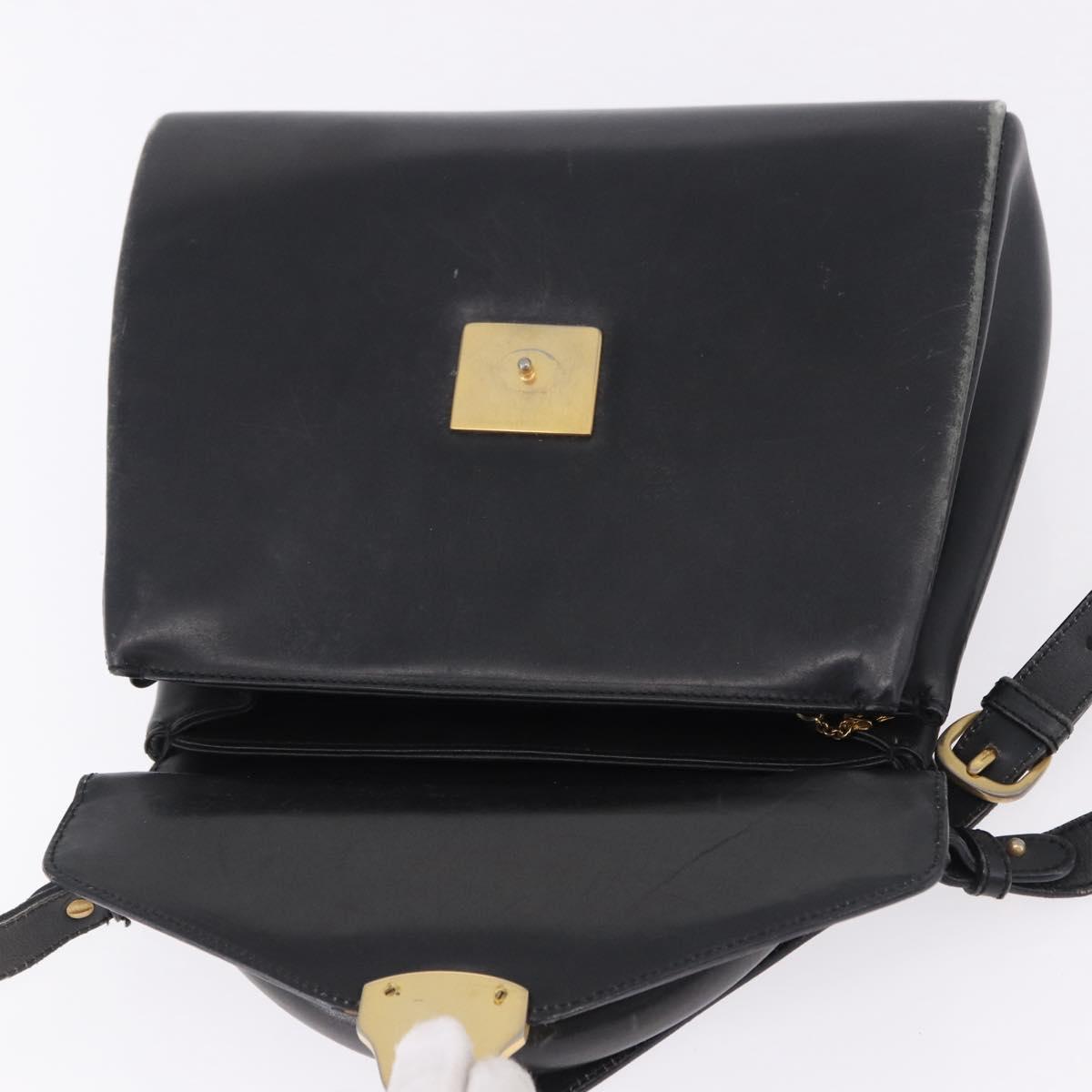 Salvatore Ferragamo Hand Bag Leather 2way Black Gold Tone Auth 198519