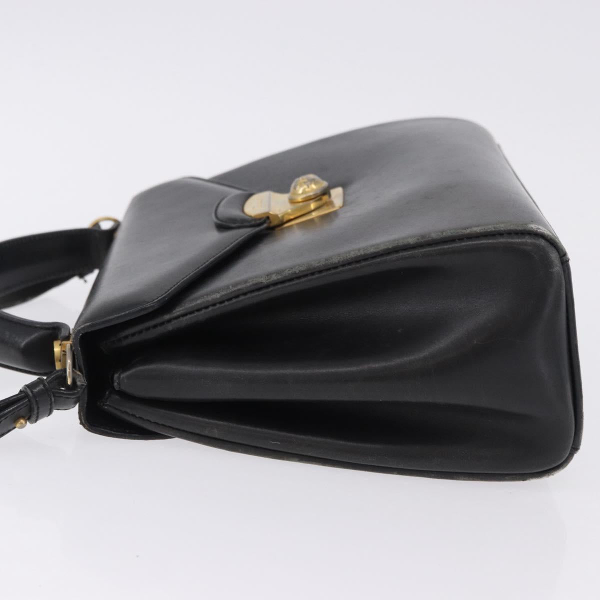 Salvatore Ferragamo Hand Bag Leather 2way Black Gold Tone Auth 198519