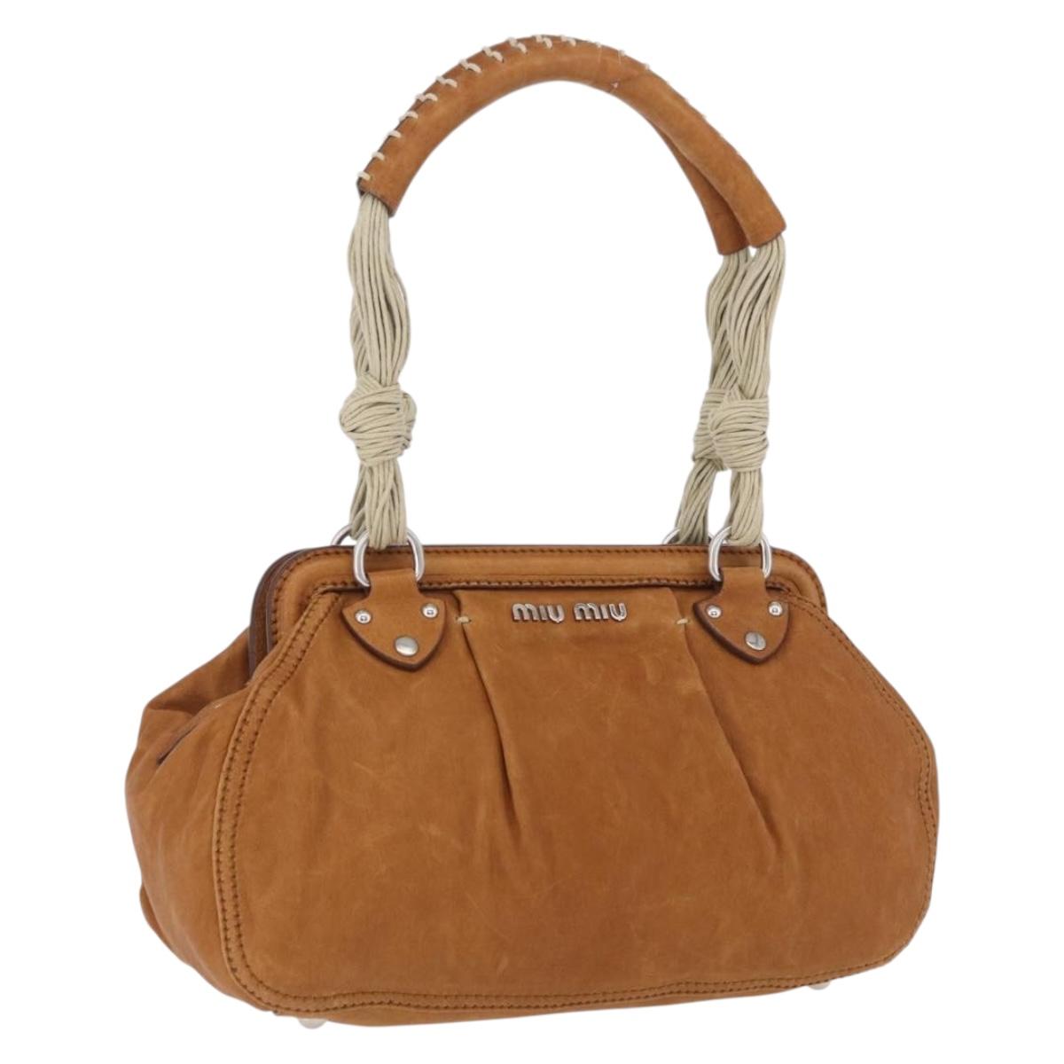 Miu Miu Hand Bag Leather Brown Silver Auth 198523A