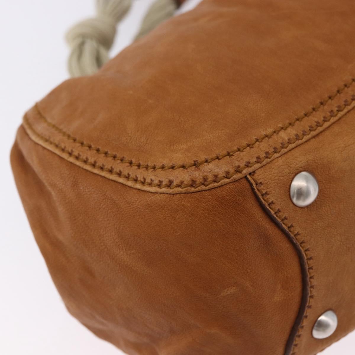 Miu Miu Hand Bag Leather Brown Silver Auth 198523A