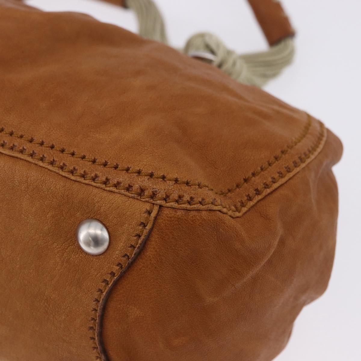 Miu Miu Hand Bag Leather Brown Silver Auth 198523A