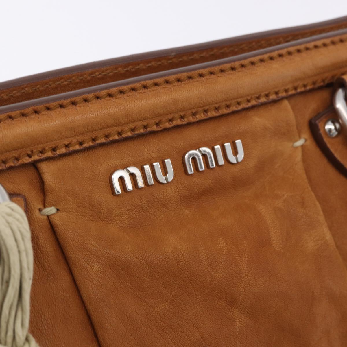 Miu Miu Hand Bag Leather Brown Silver Auth 198523A