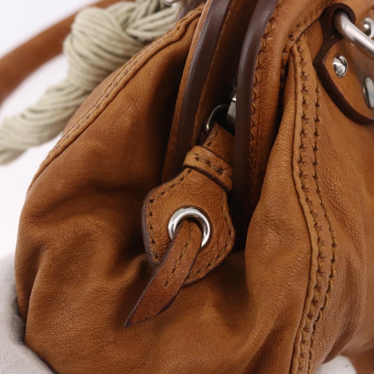 Miu Miu Hand Bag Leather Brown Silver Auth 198523A