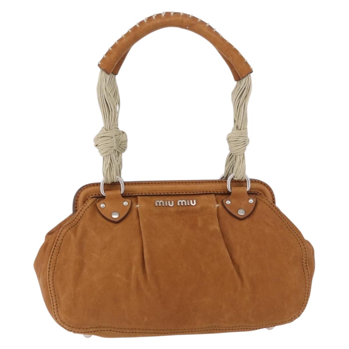 Miu Miu Hand Bag Leather Brown Silver Auth 198523A