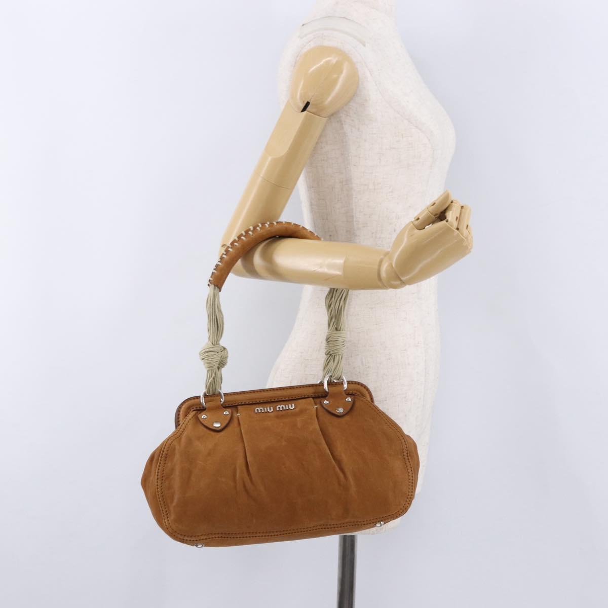 Miu Miu Hand Bag Leather Brown Silver Auth 198523A