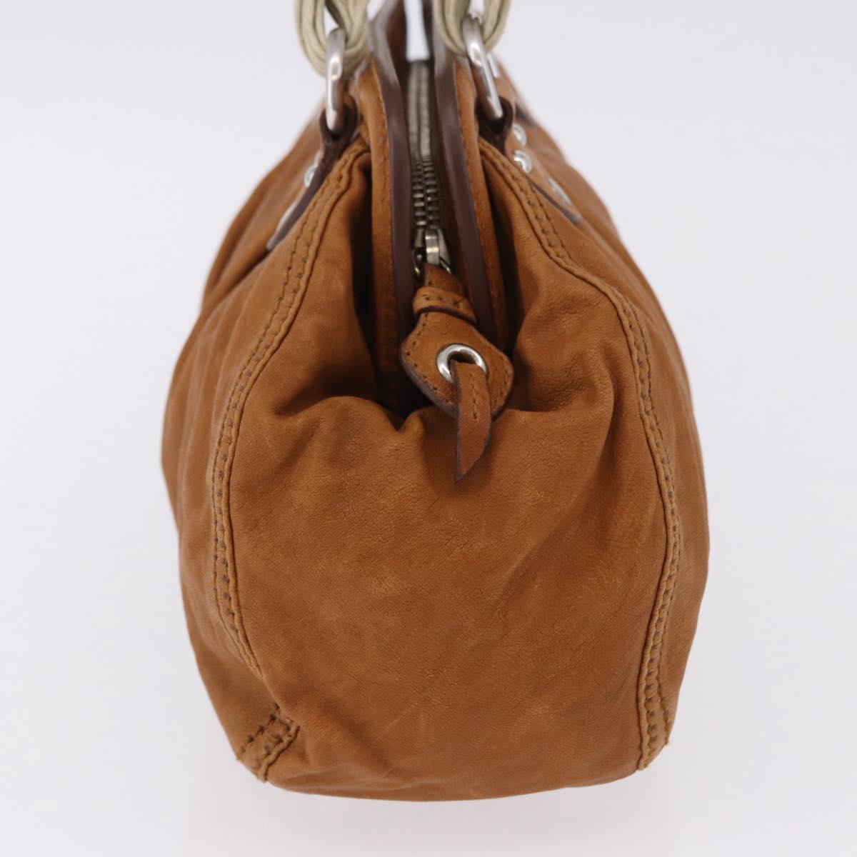 Miu Miu Hand Bag Leather Brown Silver Auth 198523A