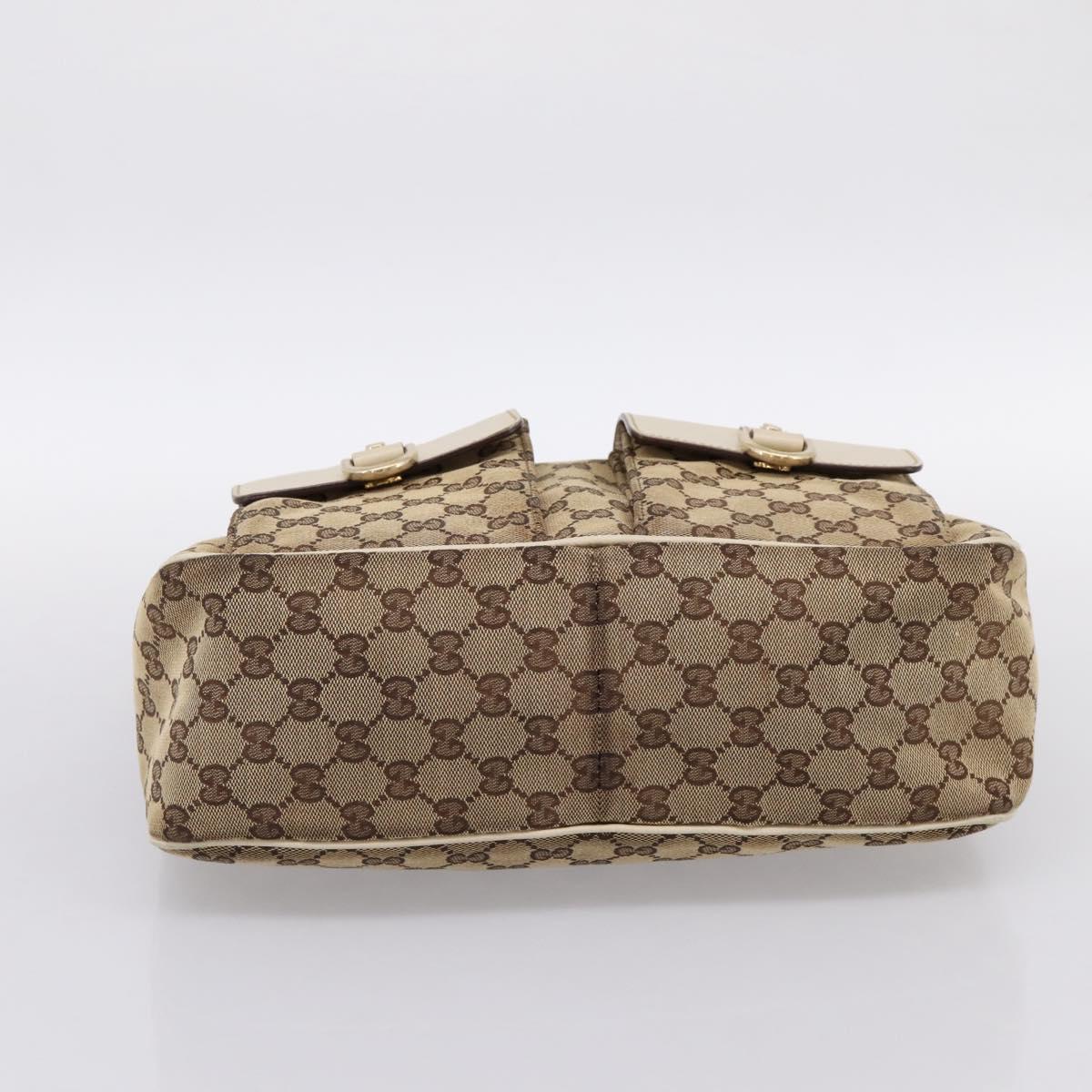 GUCCI GG Canvas Abbey Shoulder Bag Beige Gold Tone 153025 Auth 198524