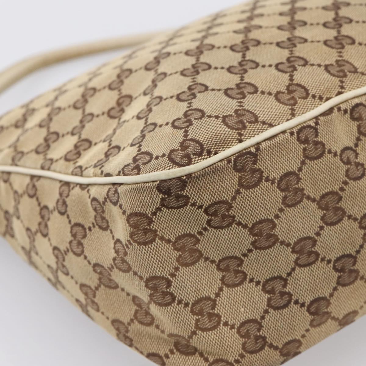 GUCCI GG Canvas Abbey Shoulder Bag Beige Gold Tone 153025 Auth 198524
