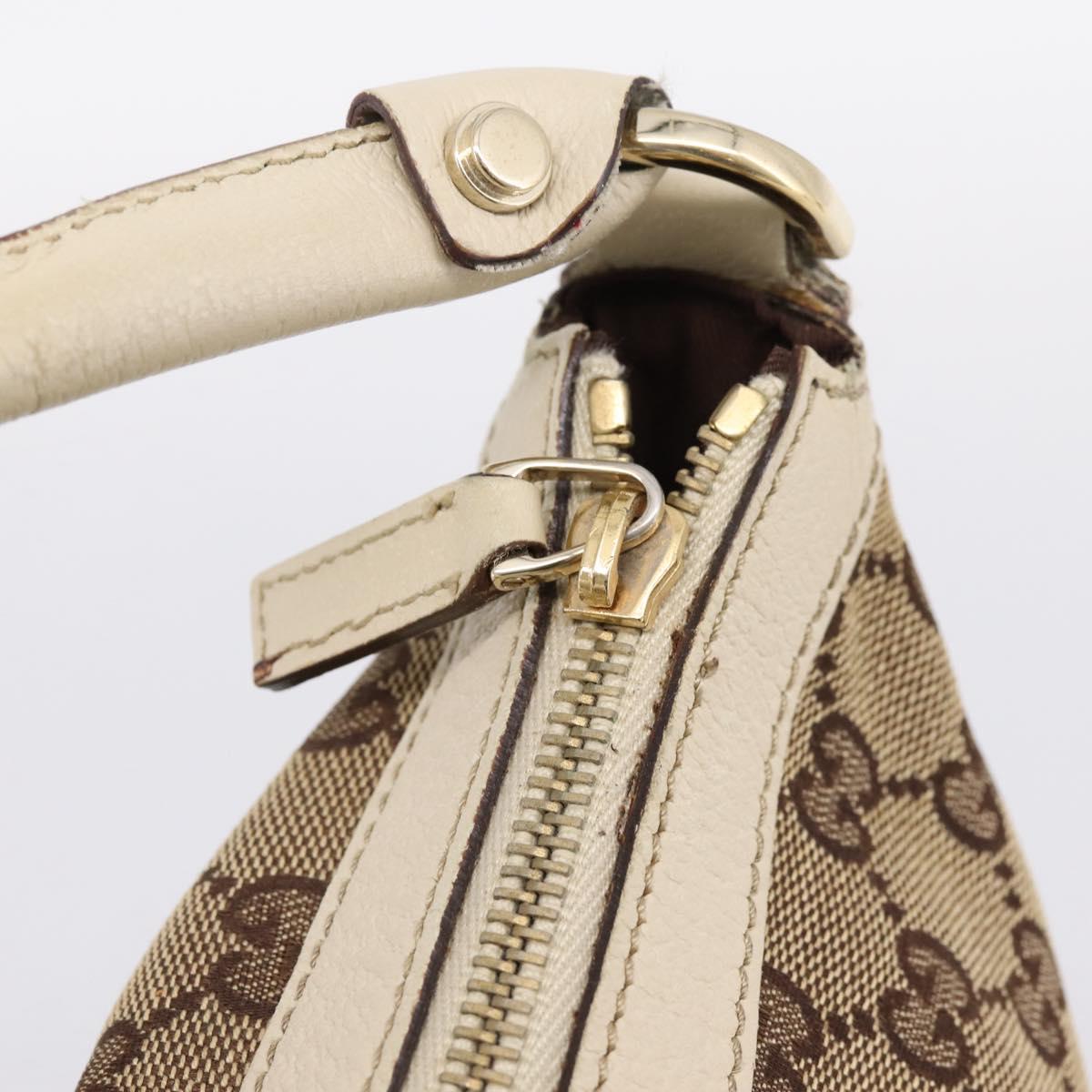 GUCCI GG Canvas Abbey Shoulder Bag Beige Gold Tone 153025 Auth 198524
