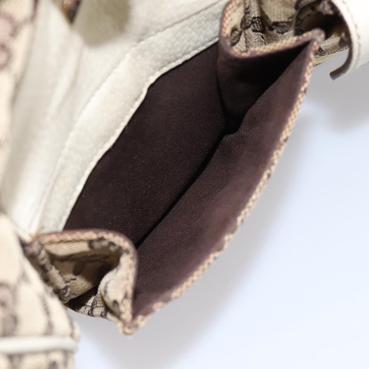 GUCCI GG Canvas Abbey Shoulder Bag Beige Gold Tone 153025 Auth 198524