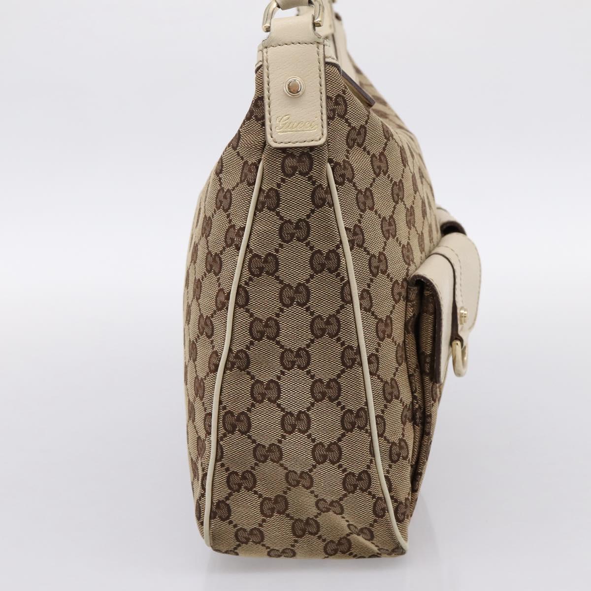 GUCCI GG Canvas Abbey Shoulder Bag Beige Gold Tone 153025 Auth 198524