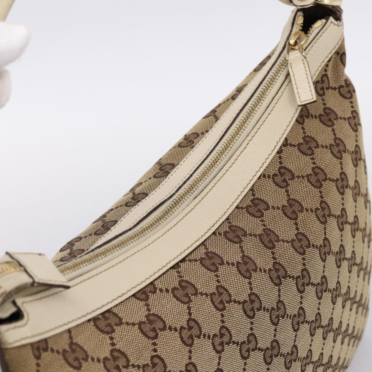 GUCCI GG Canvas Abbey Shoulder Bag Beige Gold Tone 153025 Auth 198524