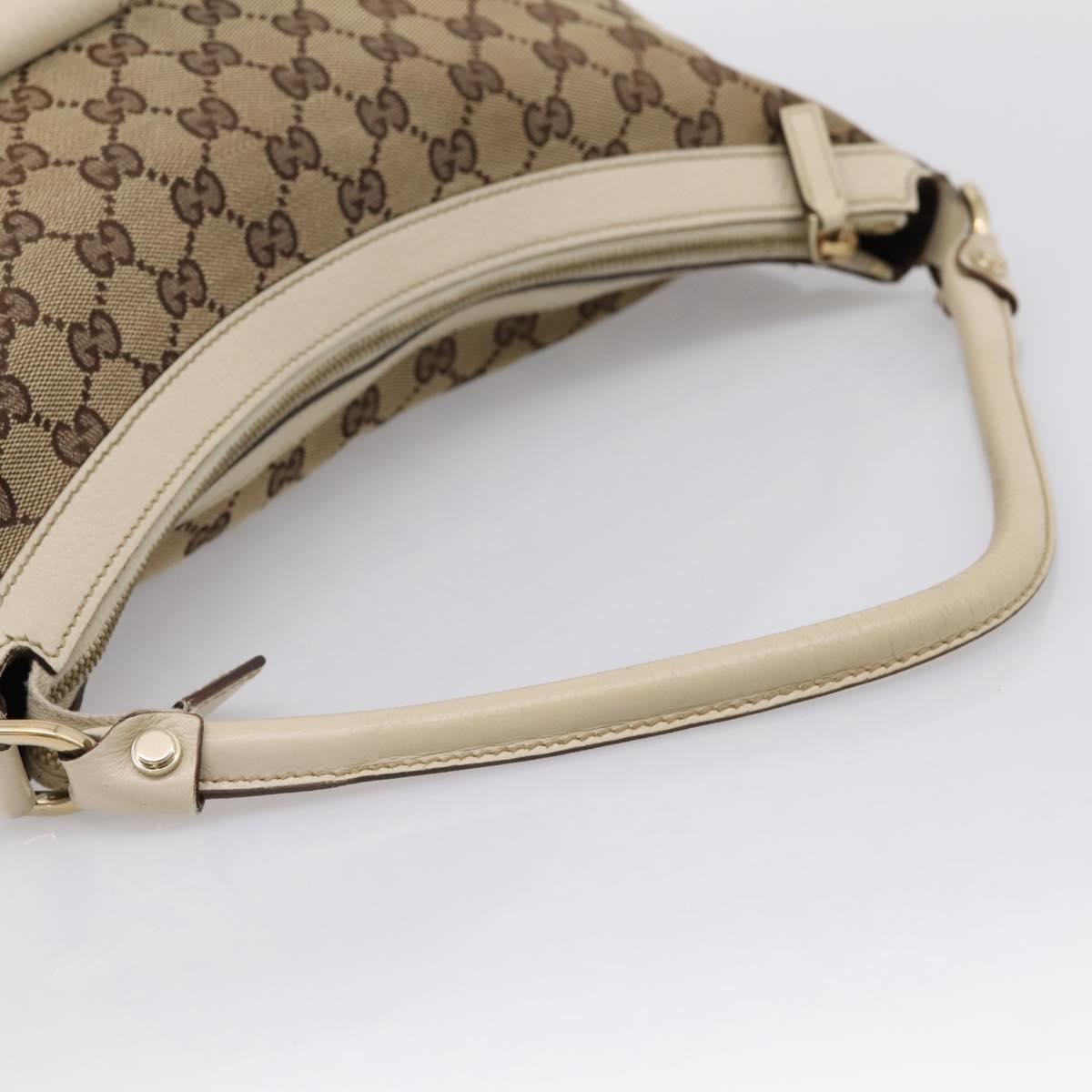 GUCCI GG Canvas Abbey Shoulder Bag Beige Gold Tone 153025 Auth 198524