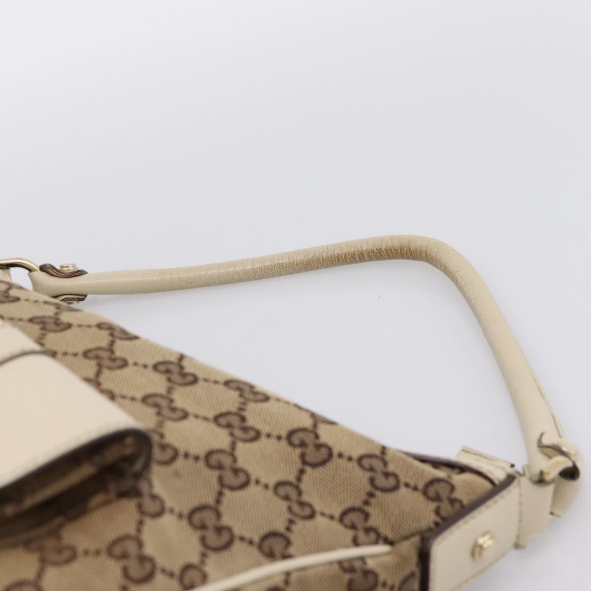 GUCCI GG Canvas Abbey Shoulder Bag Beige Gold Tone 153025 Auth 198524