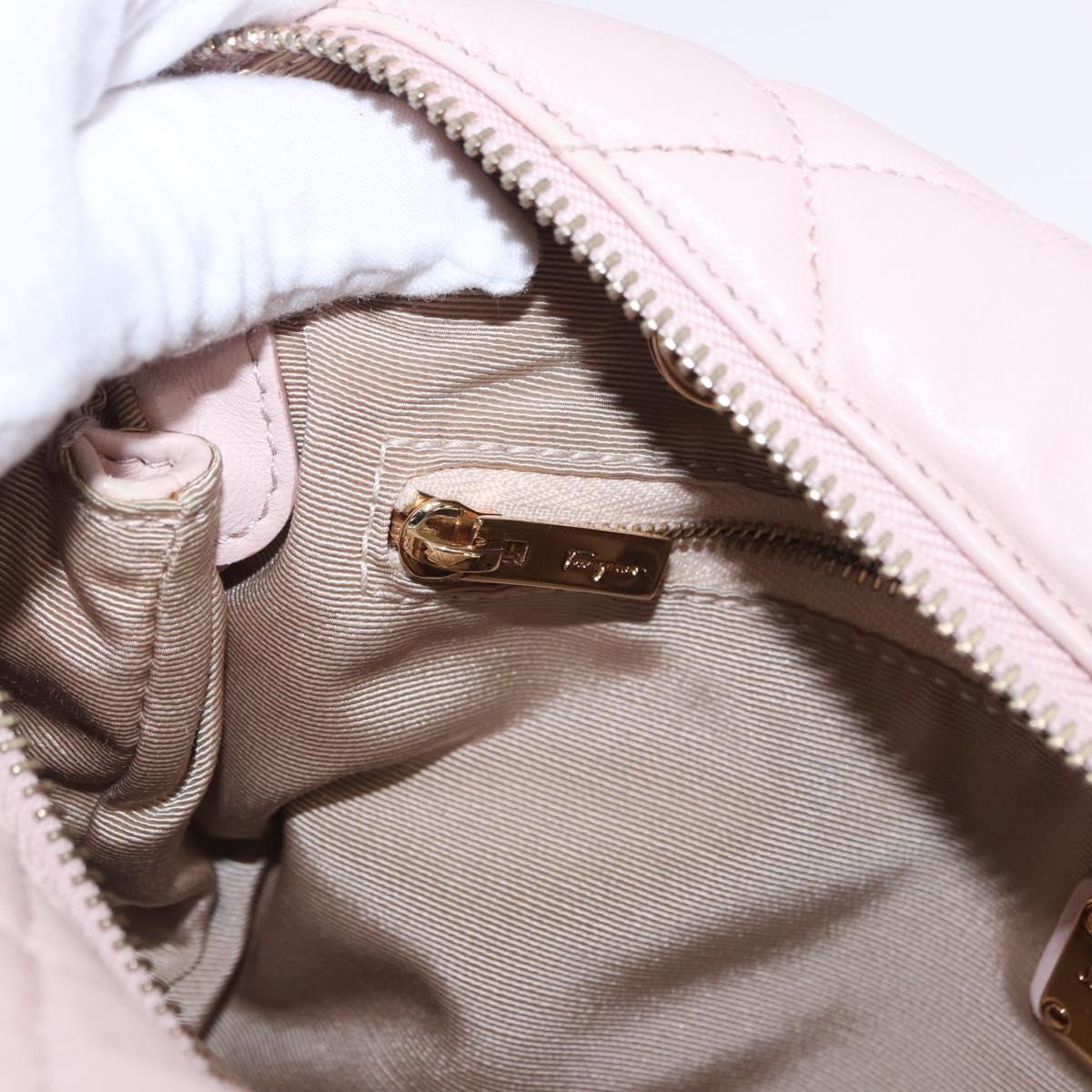 Salvatore Ferragamo Vala Chain Shoulder Bag Leather Pink Gold Tone Auth 198526A