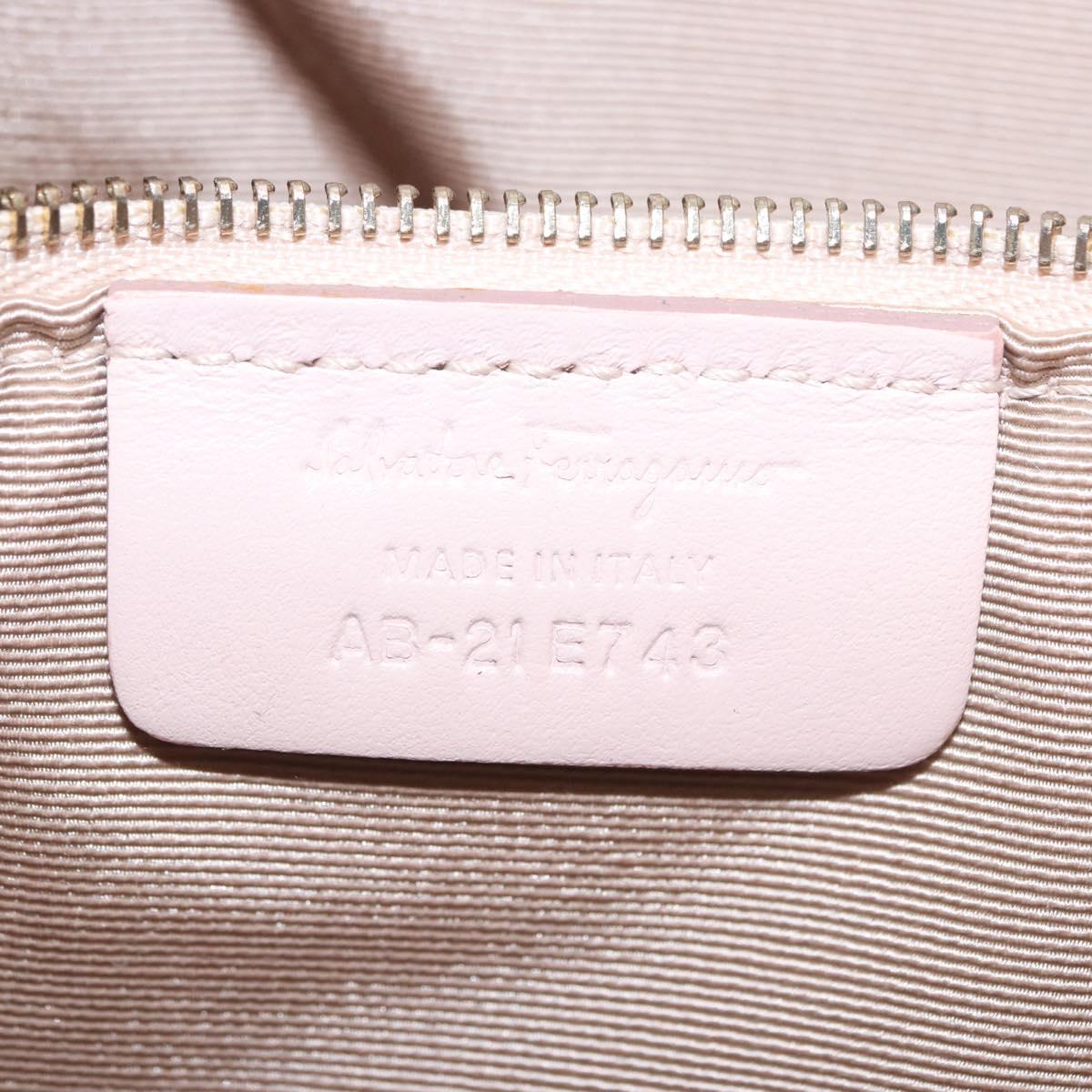 Salvatore Ferragamo Vala Chain Shoulder Bag Leather Pink Gold Tone Auth 198526A