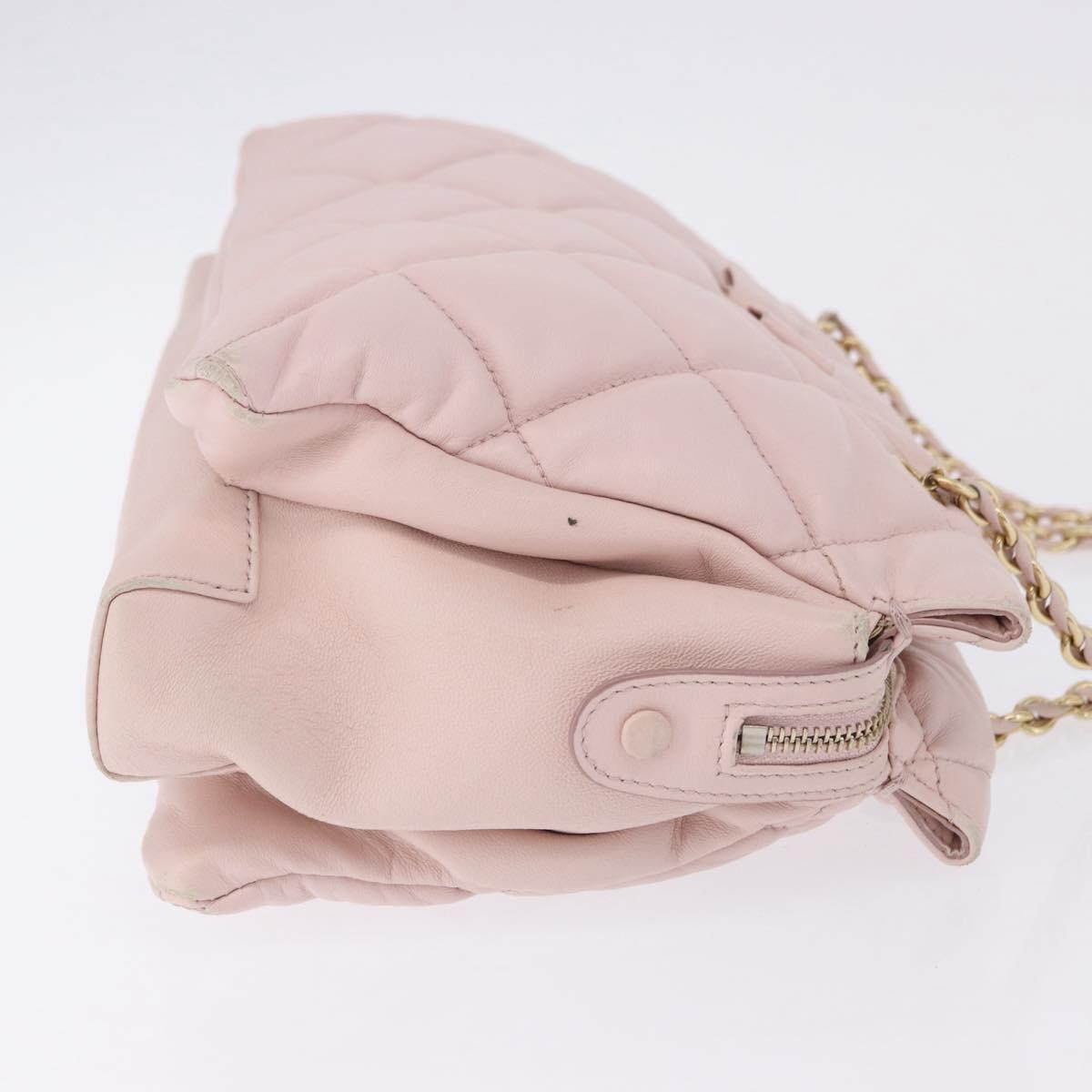 Salvatore Ferragamo Vala Chain Shoulder Bag Leather Pink Gold Tone Auth 198526A