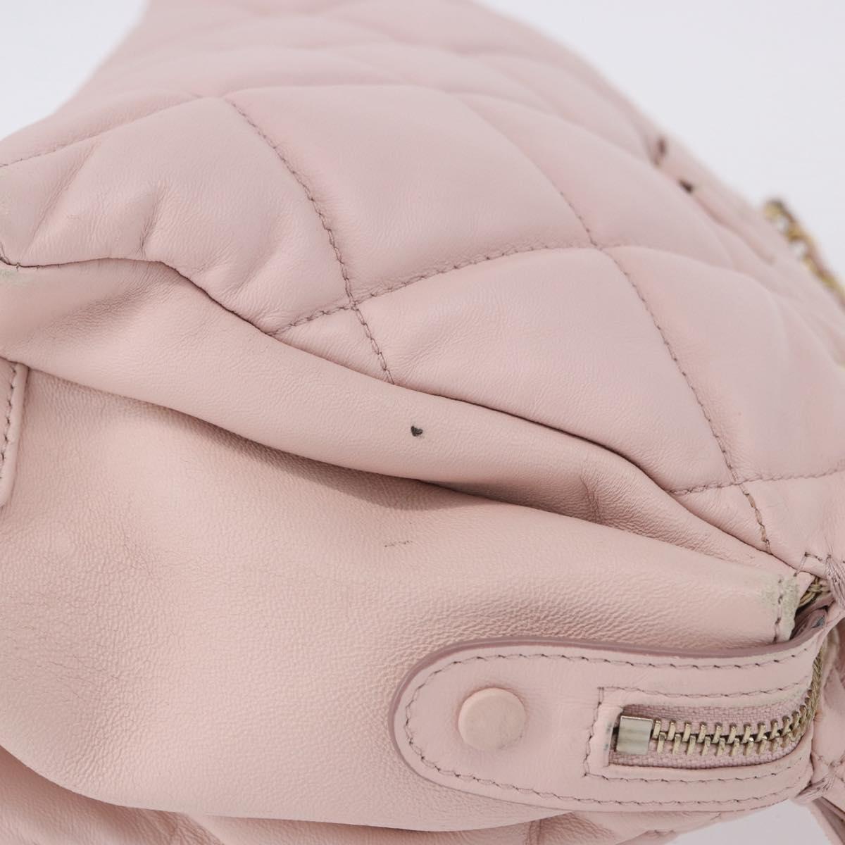 Salvatore Ferragamo Vala Chain Shoulder Bag Leather Pink Gold Tone Auth 198526A