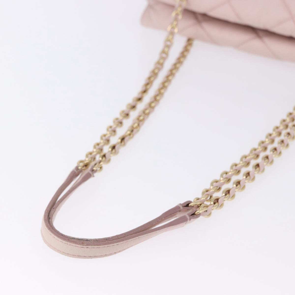 Salvatore Ferragamo Vala Chain Shoulder Bag Leather Pink Gold Tone Auth 198526A