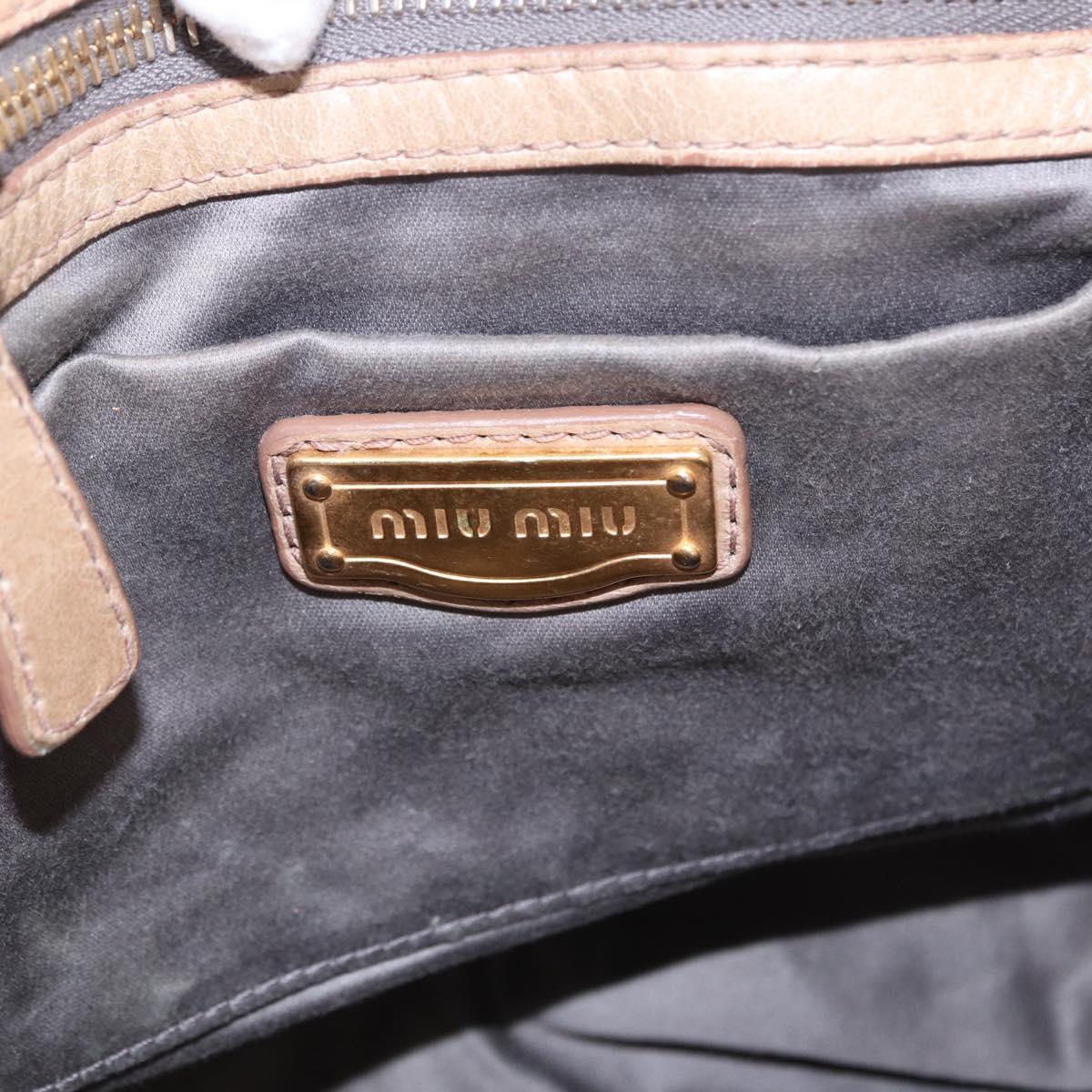 Miu Miu Matelasse Hand Bag Leather Beige Gold Tone Auth 198527A