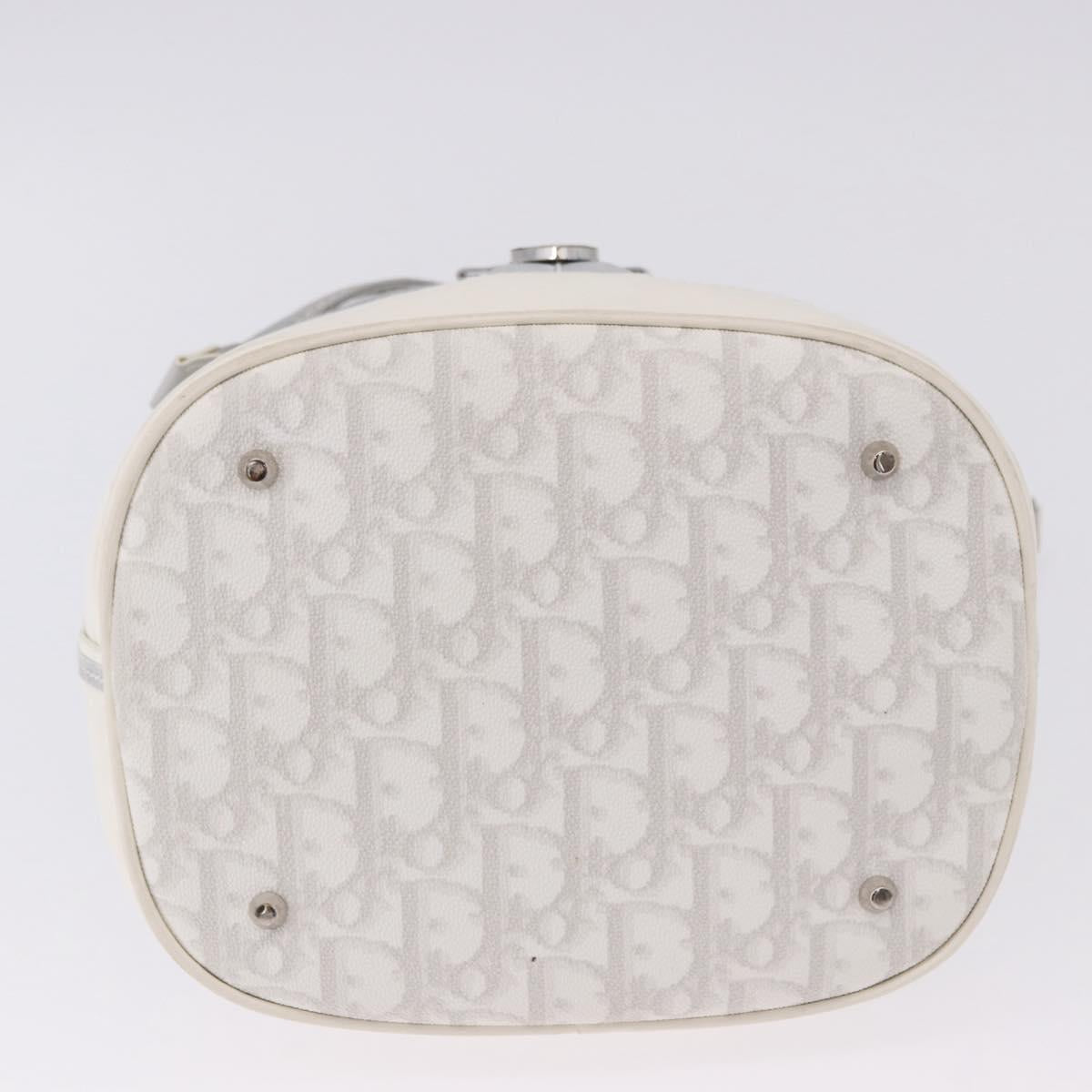 Christian Dior Trotter Romantic Chain Shoulder Bag PVC White Silver Auth 198528V