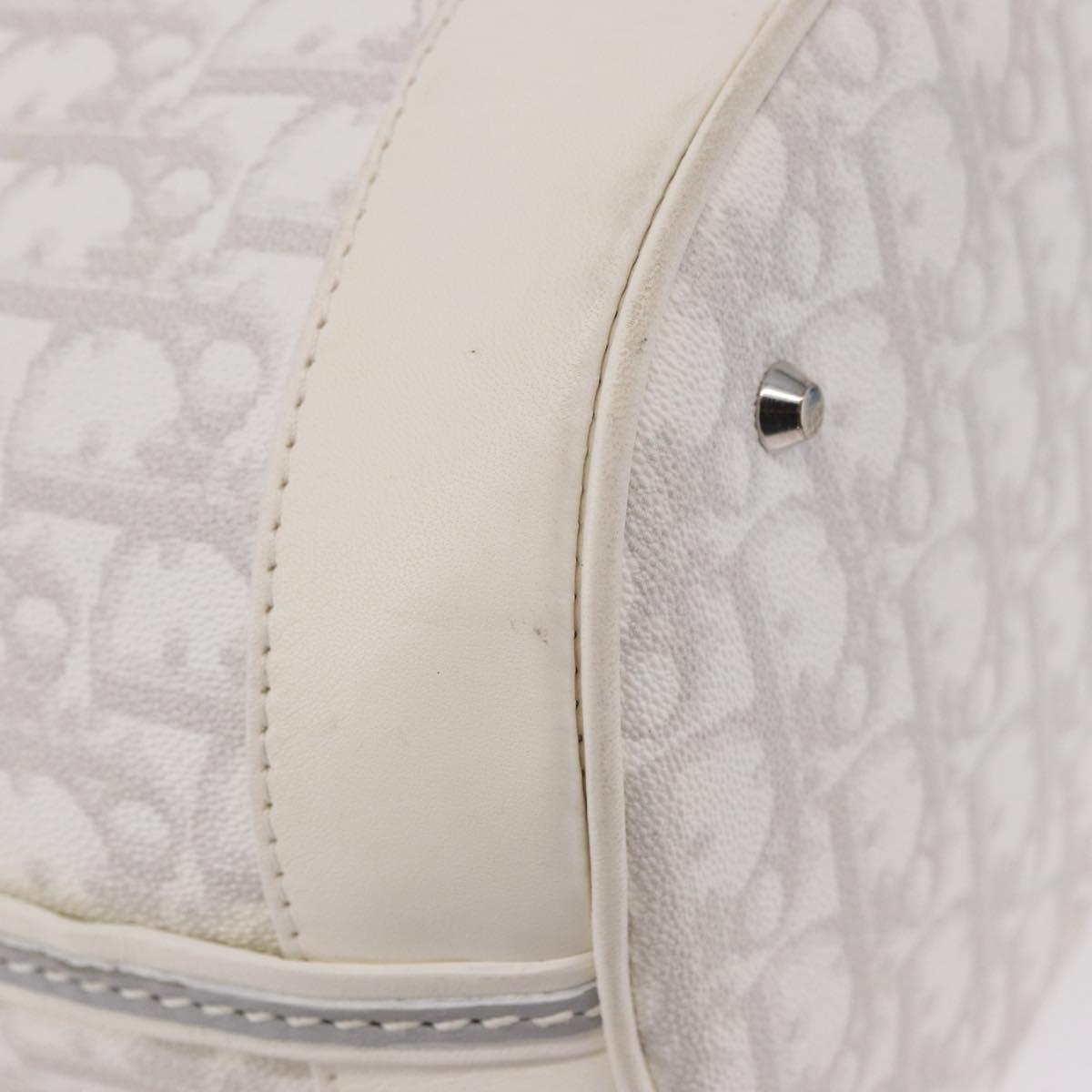 Christian Dior Trotter Romantic Chain Shoulder Bag PVC White Silver Auth 198528V