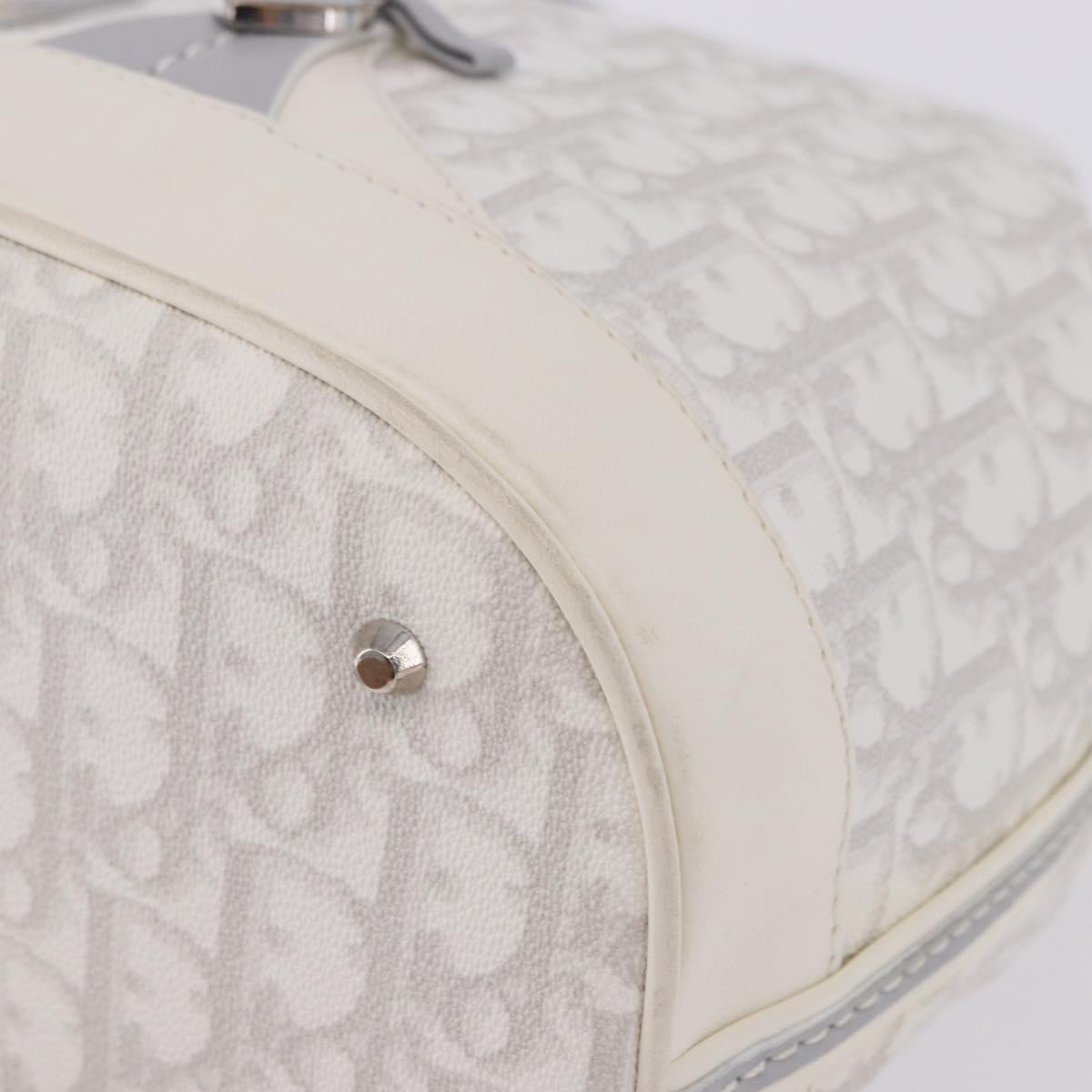 Christian Dior Trotter Romantic Chain Shoulder Bag PVC White Silver Auth 198528V