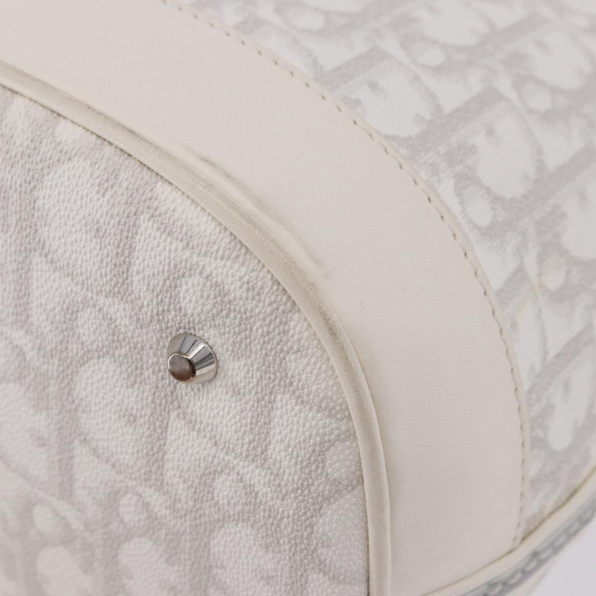 Christian Dior Trotter Romantic Chain Shoulder Bag PVC White Silver Auth 198528V