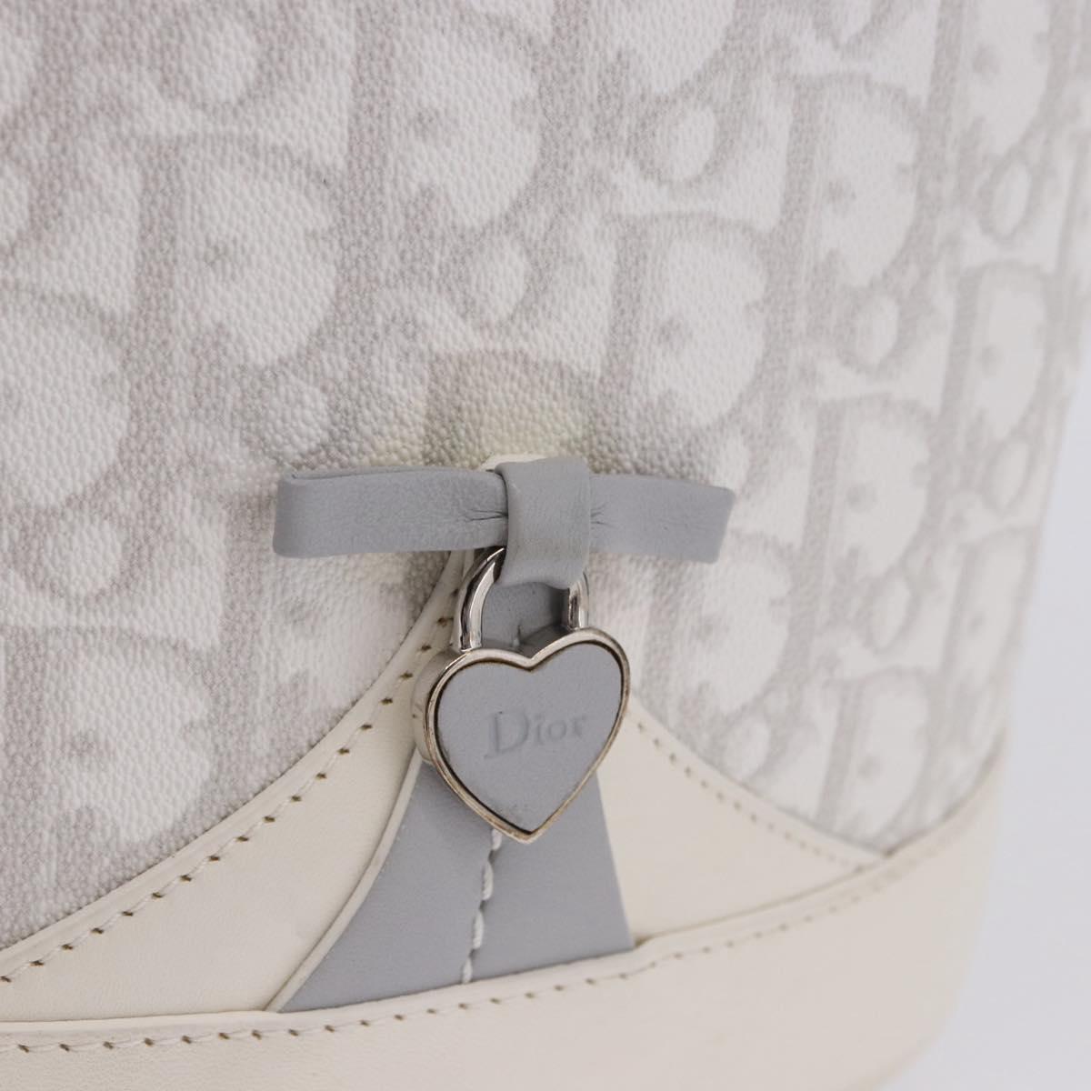 Christian Dior Trotter Romantic Chain Shoulder Bag PVC White Silver Auth 198528V