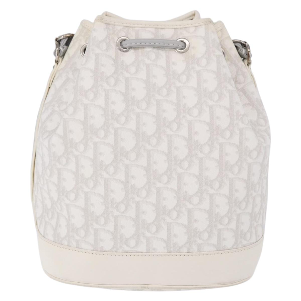 Christian Dior Trotter Romantic Chain Shoulder Bag PVC White Silver Auth 198528V