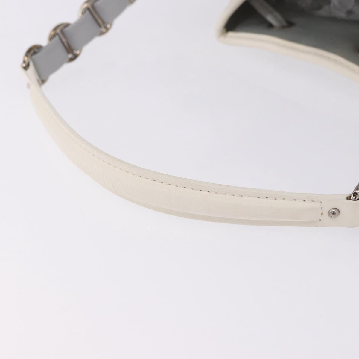 Christian Dior Trotter Romantic Chain Shoulder Bag PVC White Silver Auth 198528V