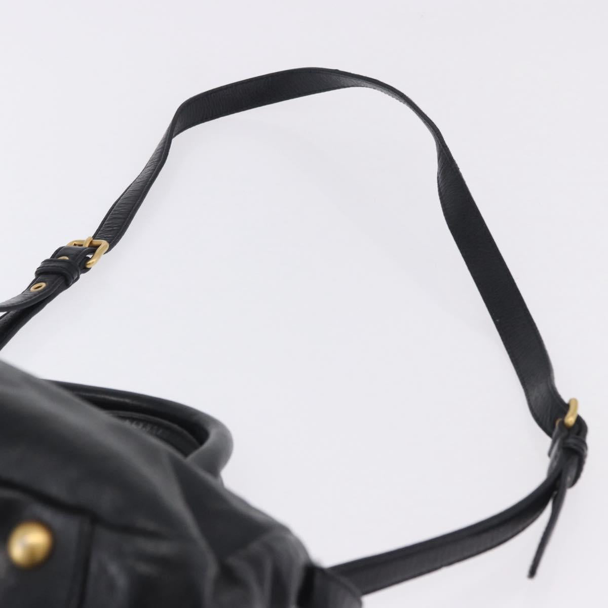 Miu Miu Hand Bag Vitellolux 2way Black Gold Auth 198533A