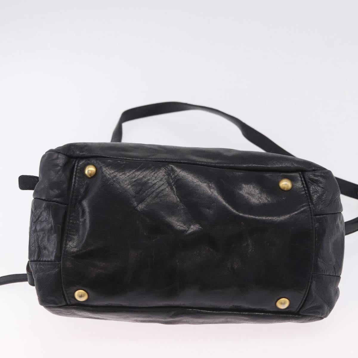 Miu Miu Hand Bag Vitellolux 2way Black Gold Auth 198533A
