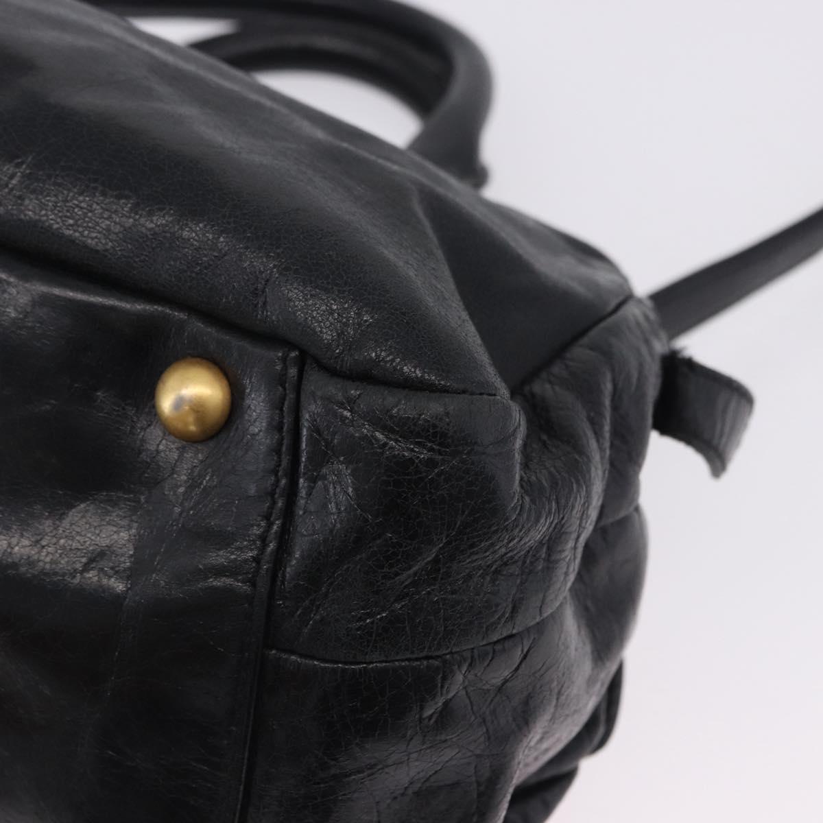 Miu Miu Hand Bag Vitellolux 2way Black Gold Auth 198533A