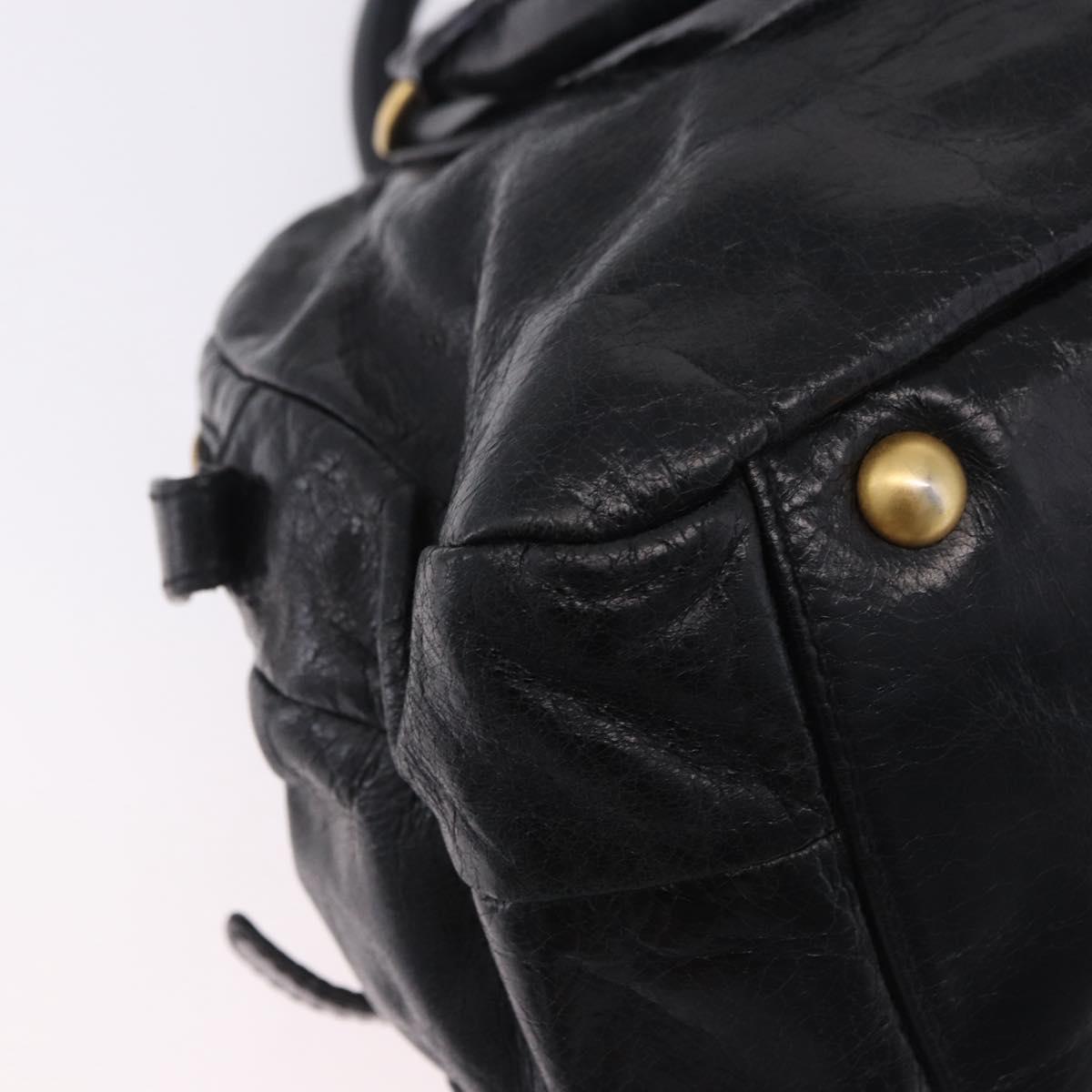 Miu Miu Hand Bag Vitellolux 2way Black Gold Auth 198533A