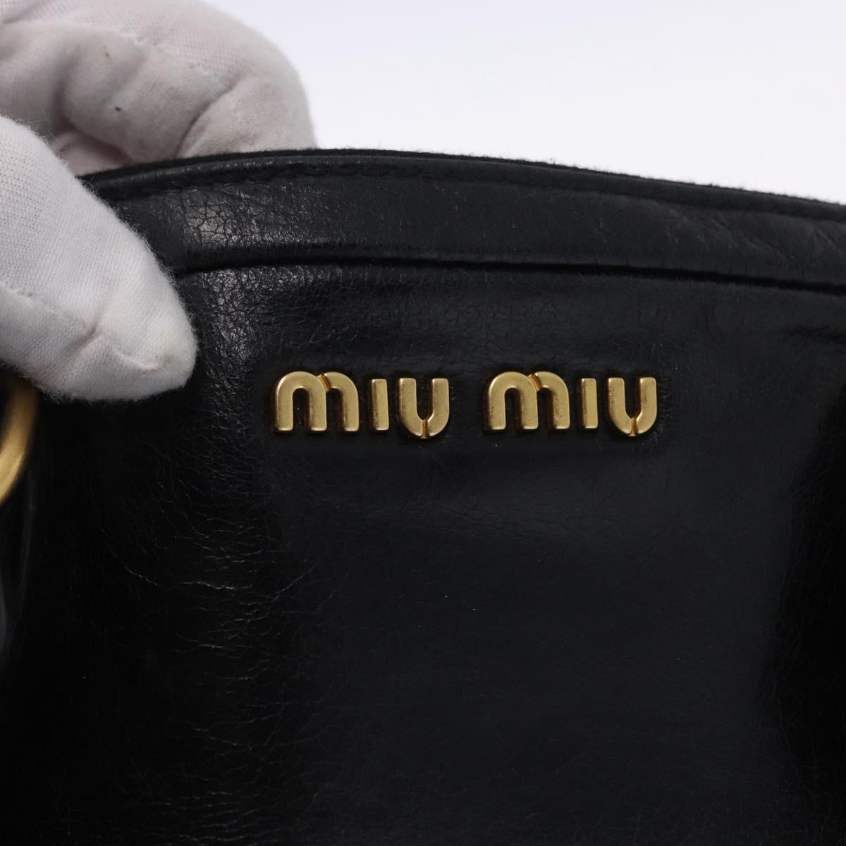 Miu Miu Hand Bag Vitellolux 2way Black Gold Auth 198533A