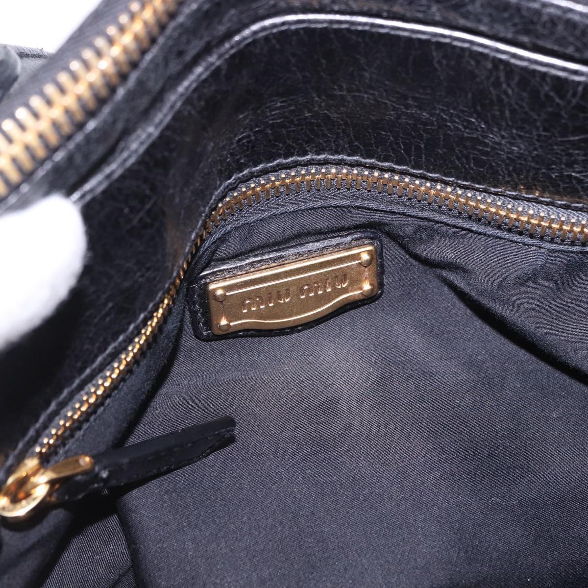 Miu Miu Hand Bag Vitellolux 2way Black Gold Auth 198533A