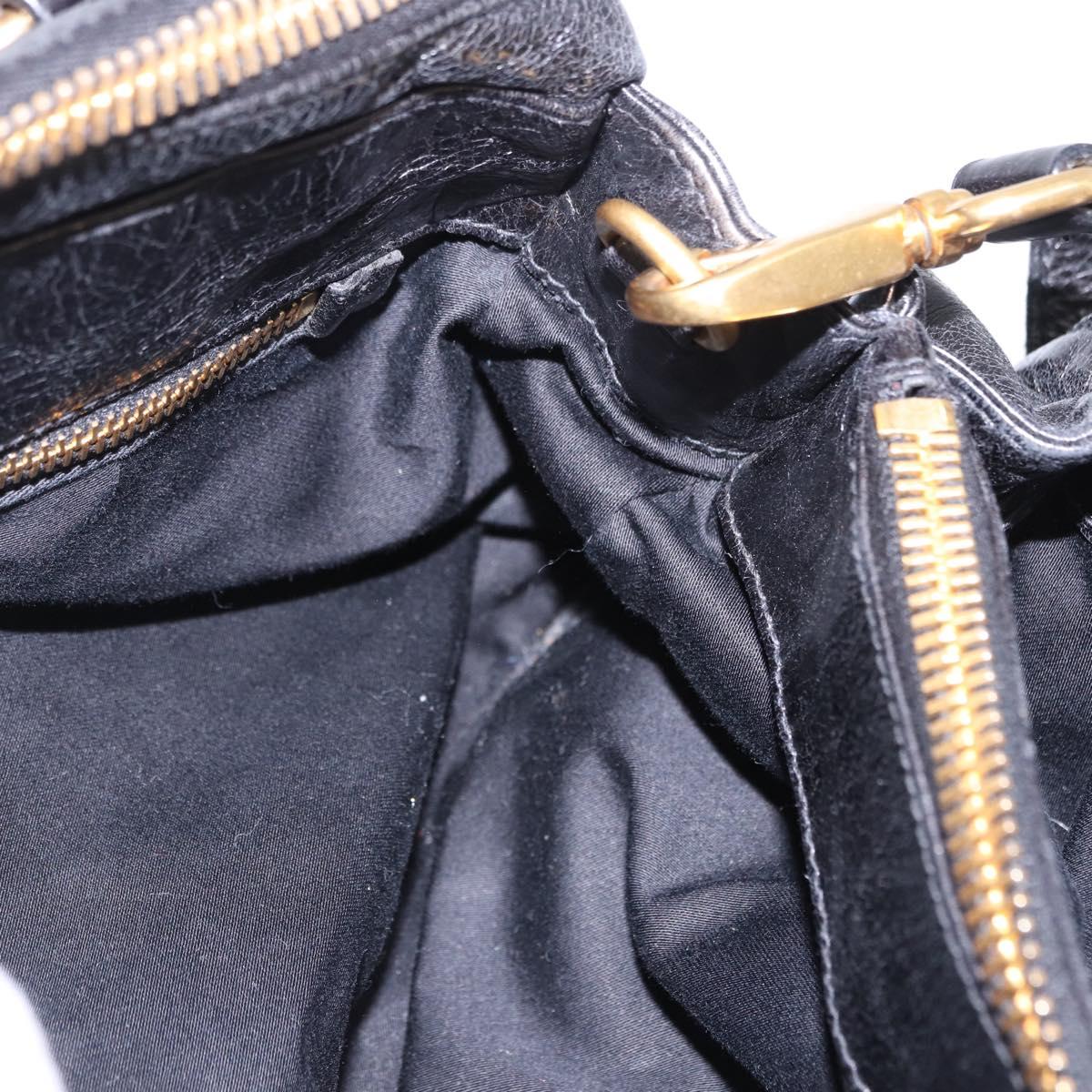 Miu Miu Hand Bag Vitellolux 2way Black Gold Auth 198533A