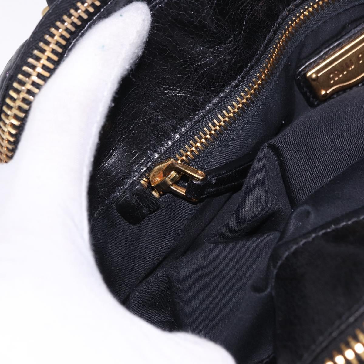 Miu Miu Hand Bag Vitellolux 2way Black Gold Auth 198533A
