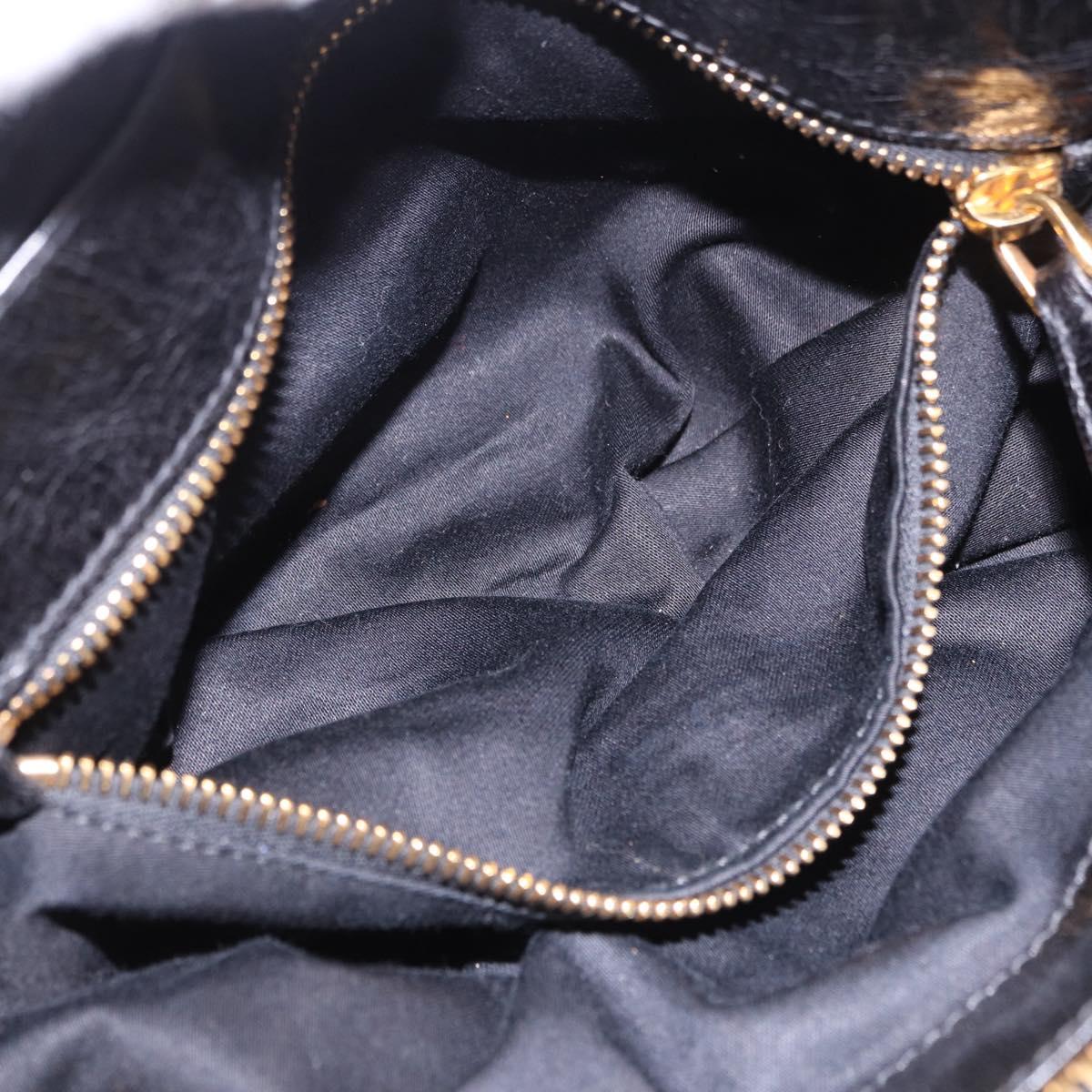 Miu Miu Hand Bag Vitellolux 2way Black Gold Auth 198533A