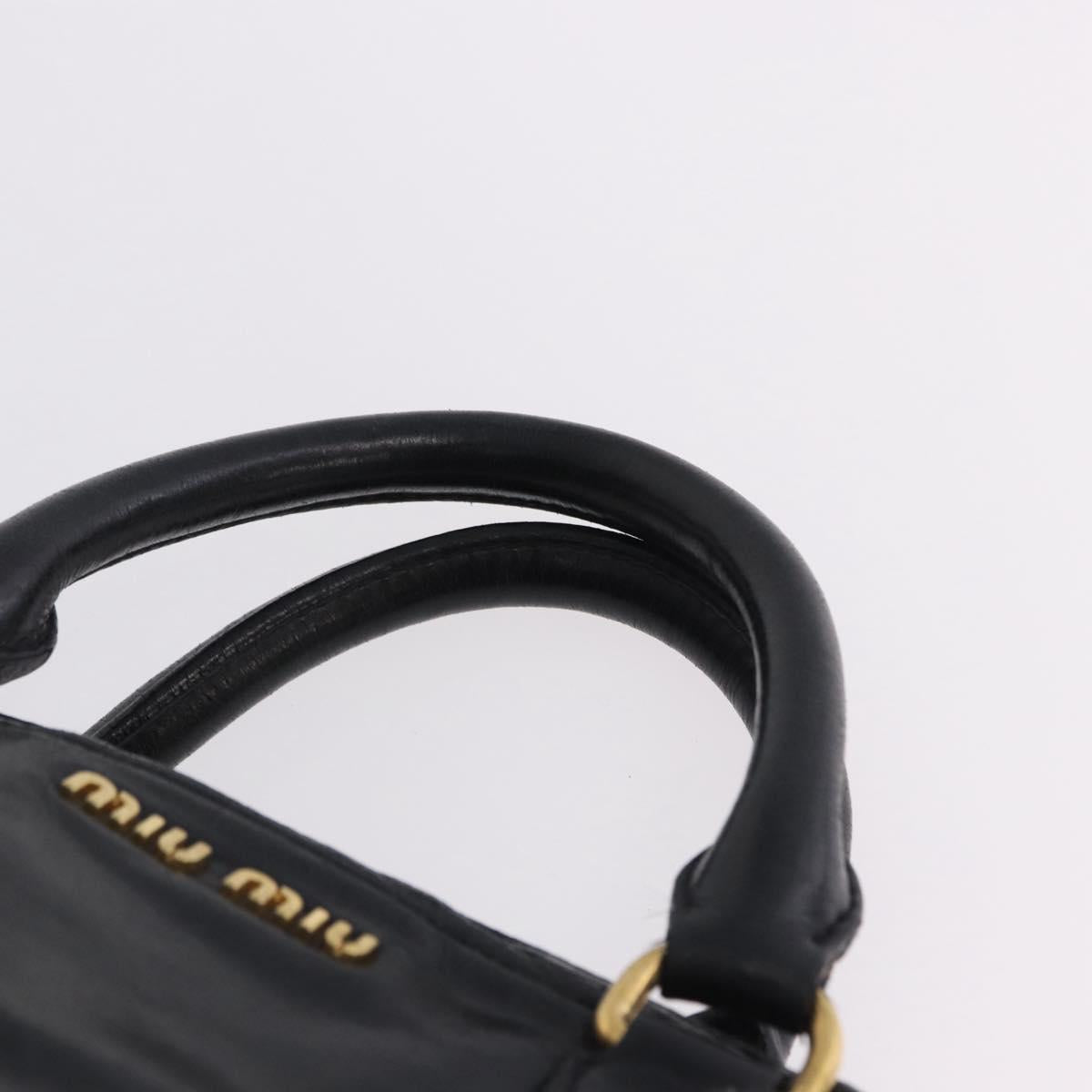 Miu Miu Hand Bag Vitellolux 2way Black Gold Auth 198533A