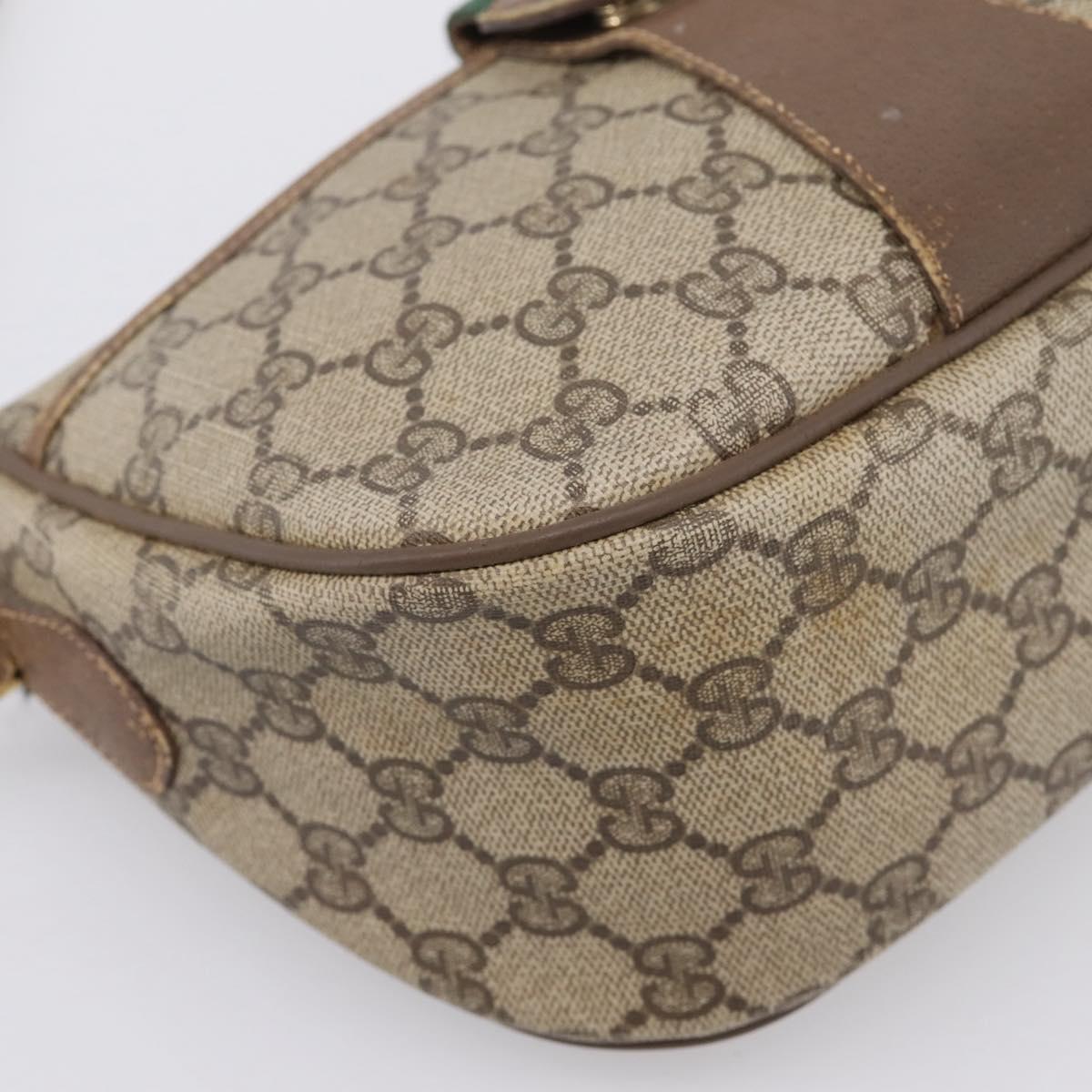 GUCCI GG Supreme Web Sherry Line Bag PVC Beige Gold 56 02 032 Auth 198534